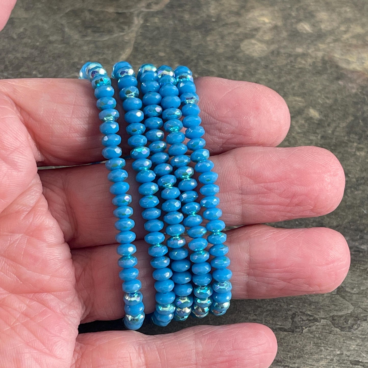Czech Glass Beads - Vibrant Sky Blue Faceted Rondelles, 4x2.5mm with AB Finish (RON3/N-1996) * Qty. 50