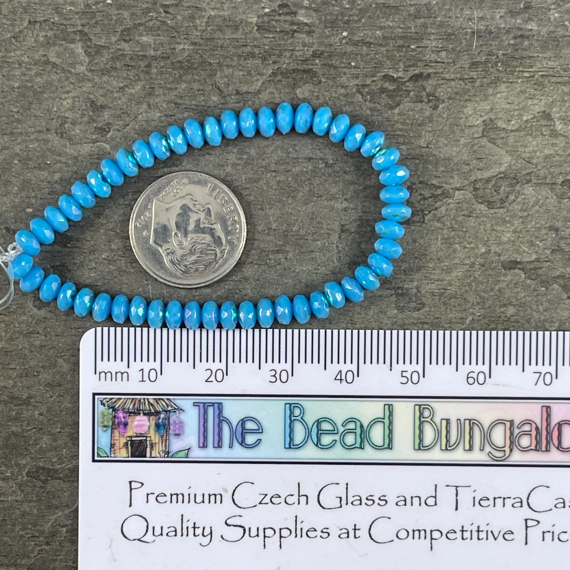 Czech Glass Beads - Vibrant Sky Blue Faceted Rondelles, 4x2.5mm with AB Finish (RON3/N-1996) * Qty. 50