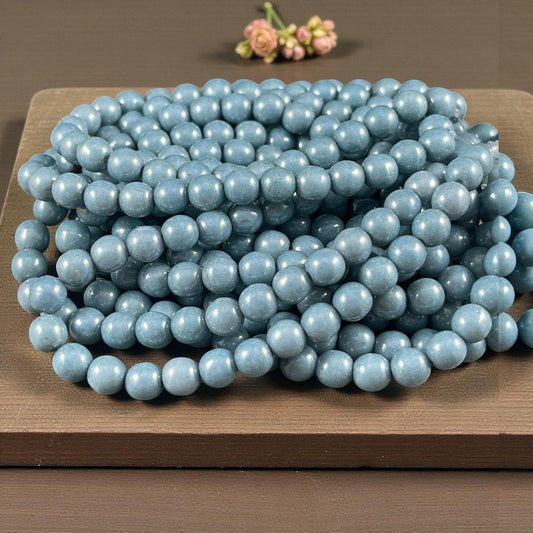 Czech Glass Beads - 6mm Round Druk, Denim Blue Luster (D6/N-040) * Qty. 30