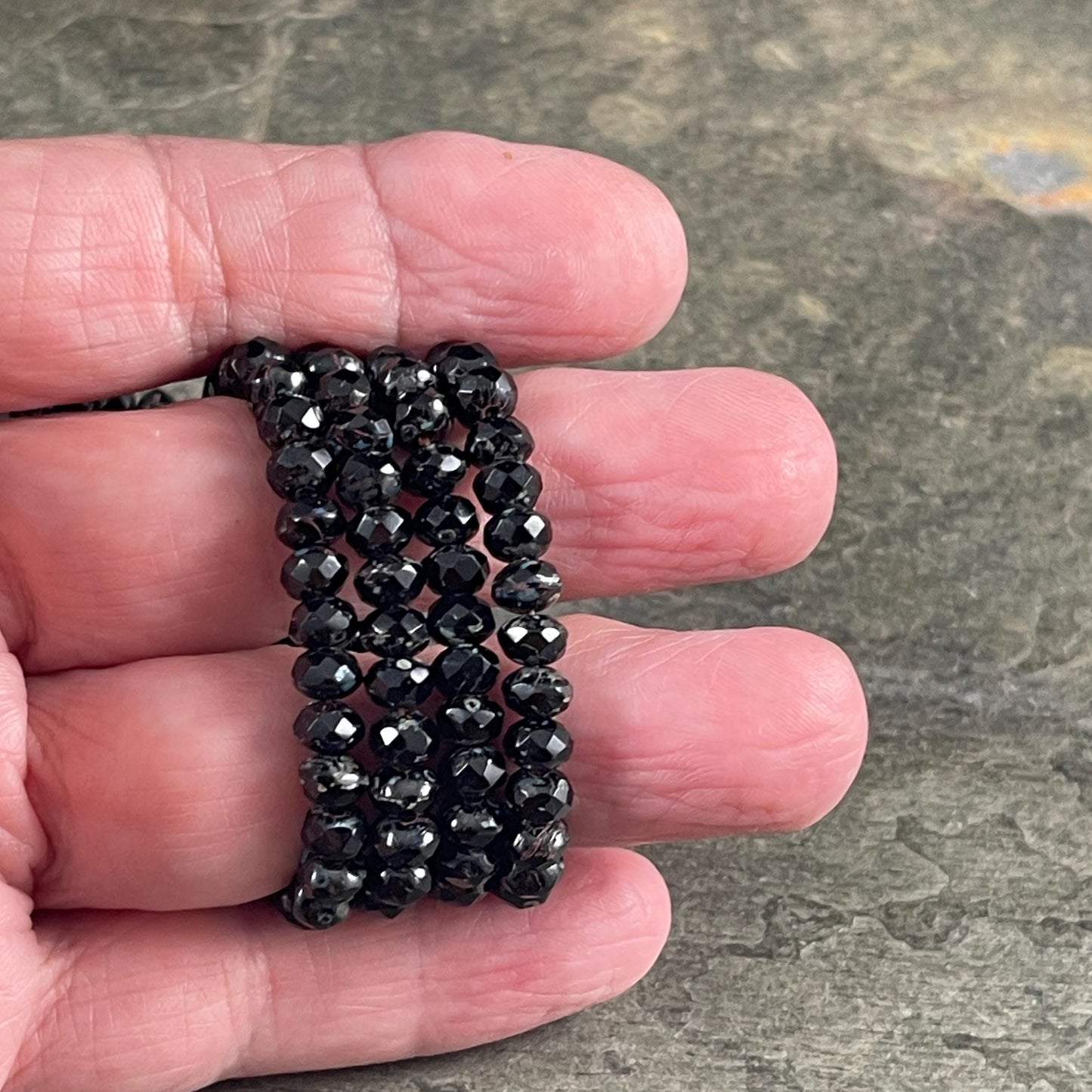 Czech Glass - 5x3mm Faceted Rondelle, Black Picasso (R5/N-1313) * Qty. 30