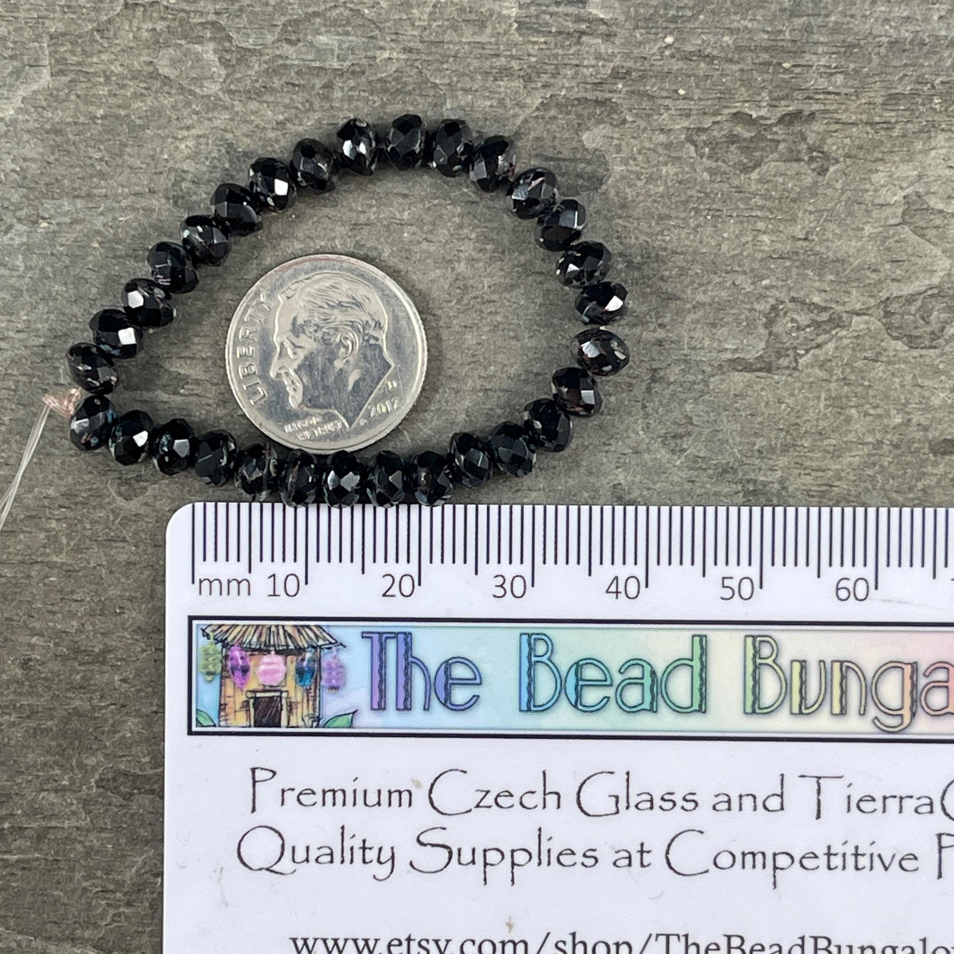 Czech Glass - 5x3mm Faceted Rondelle, Black Picasso (R5/N-1313) * Qty. 30