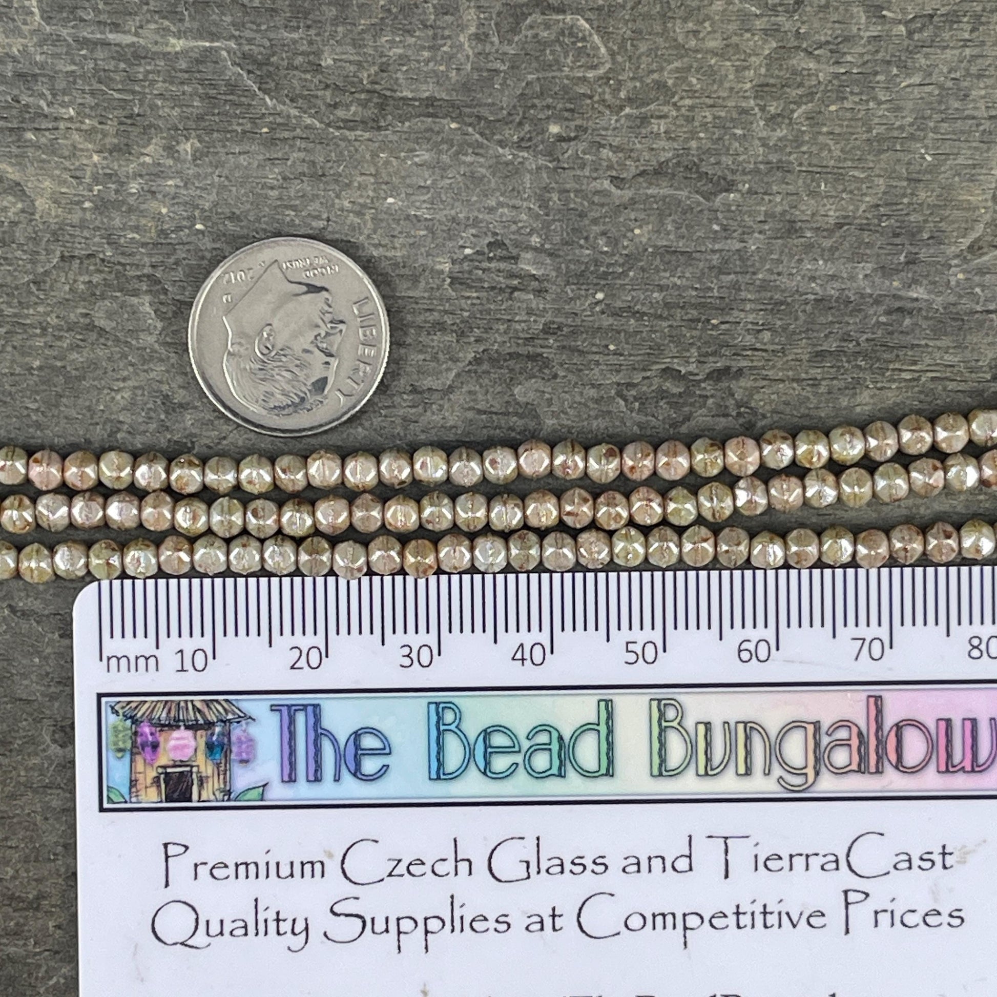 Czech Beads - 3mm English Cut Sage Green Faceted Cube, Picasso Beads (EC/SM-P65455) * Qty. 50