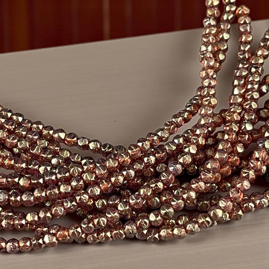 Czech Beads - 3mm English Cut Faceted Cube Beads, Golden Topaz Luster (EC/SM-65491) * Qty. 50