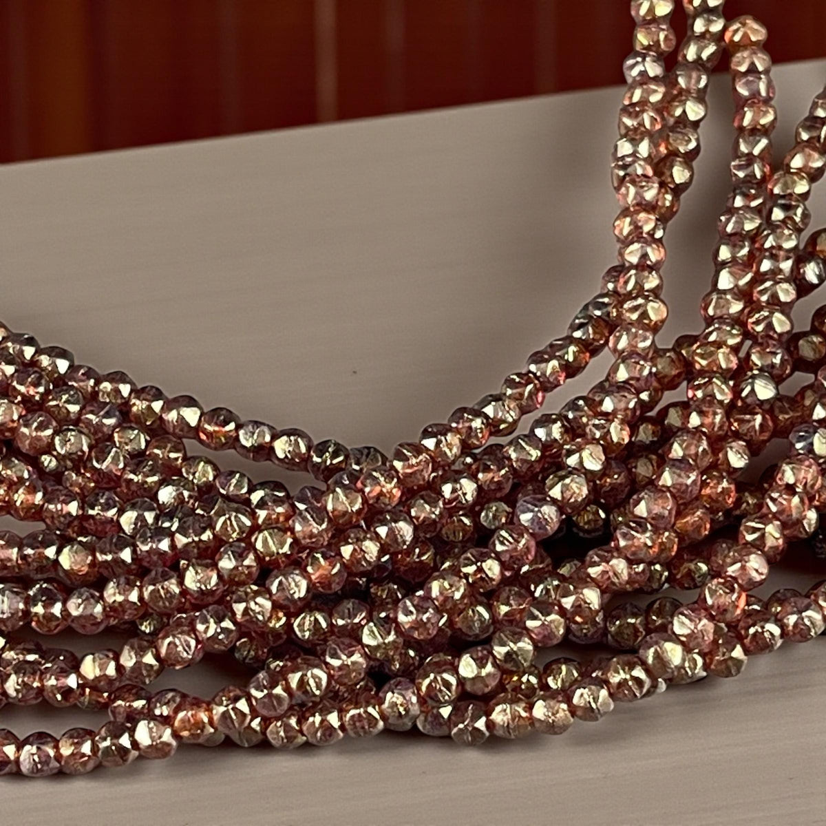 Czech Beads - 3mm English Cut Faceted Cube Beads, Golden Topaz Luster (EC/SM-65491) * Qty. 50