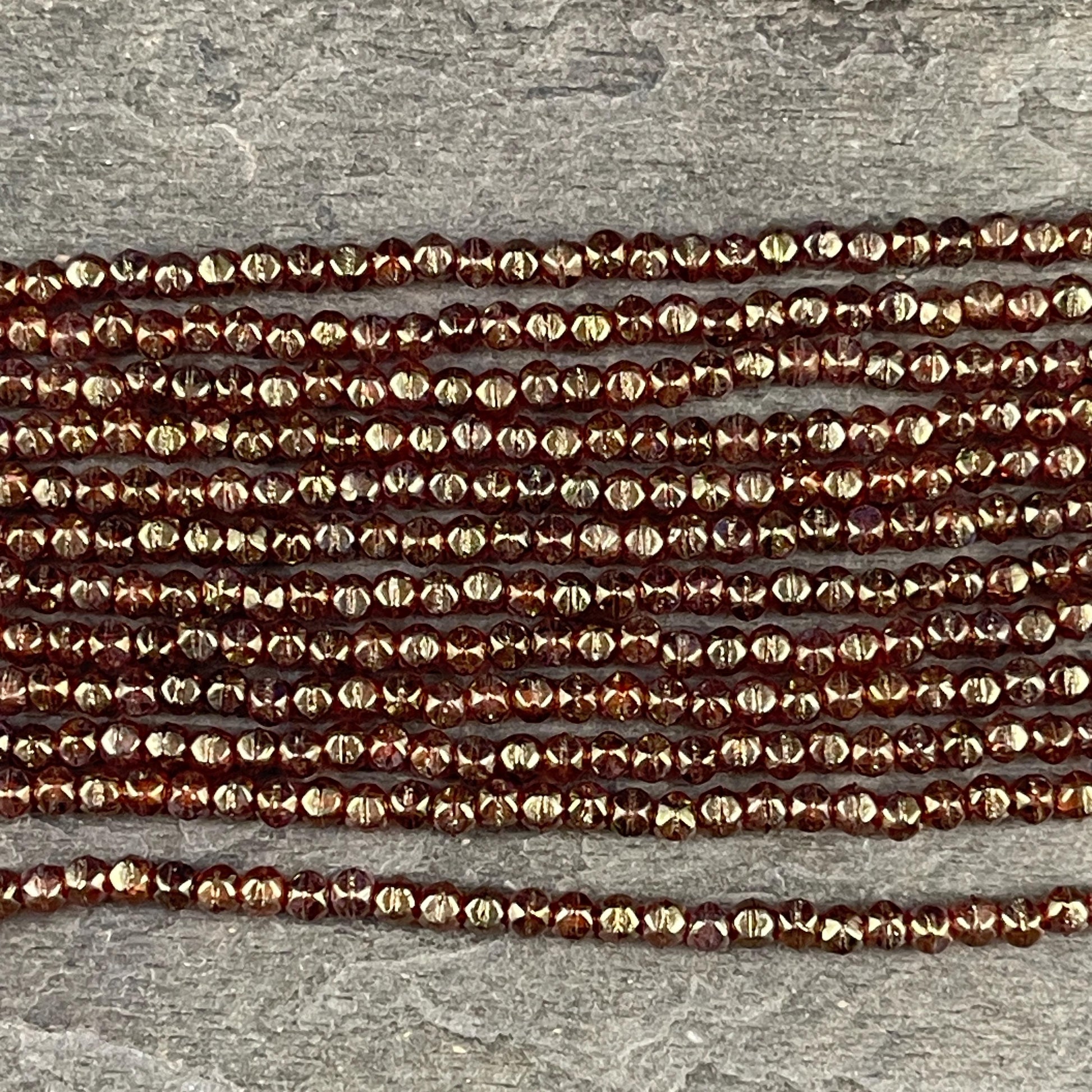 Czech Beads - 3mm English Cut Faceted Cube Beads, Golden Topaz Luster (EC/SM-65491) * Qty. 50
