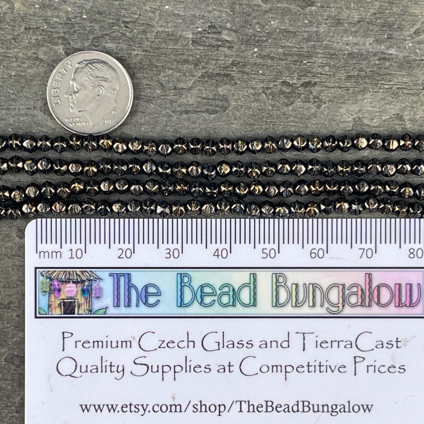 Czech Beads - 3mm English Cut Faceted Cube, Black with Bronze Picasso (EC/SM-BT2398) * Qty. 50