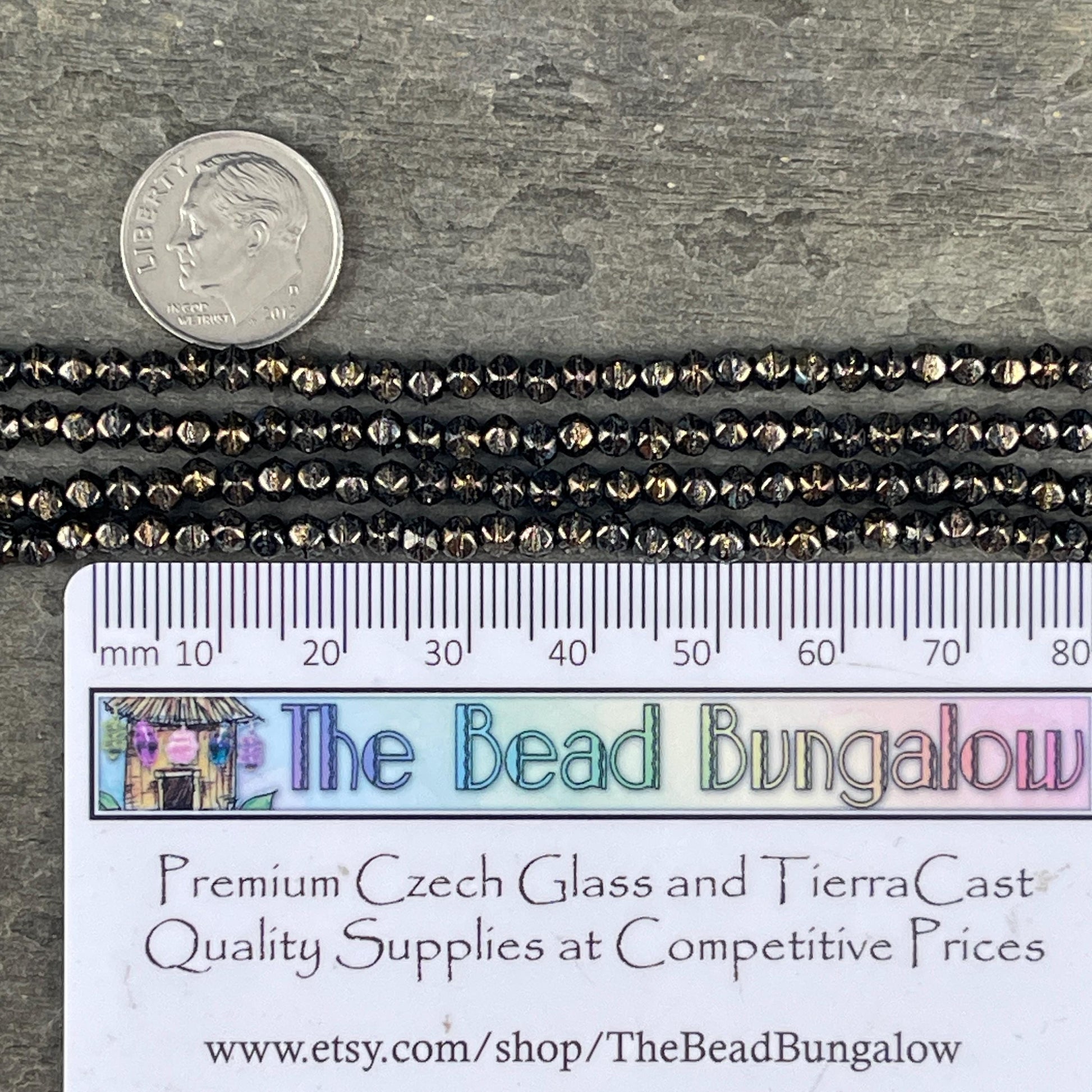 Czech Beads - 3mm English Cut Faceted Cube, Black with Bronze Picasso (EC/SM-BT2398) * Qty. 50