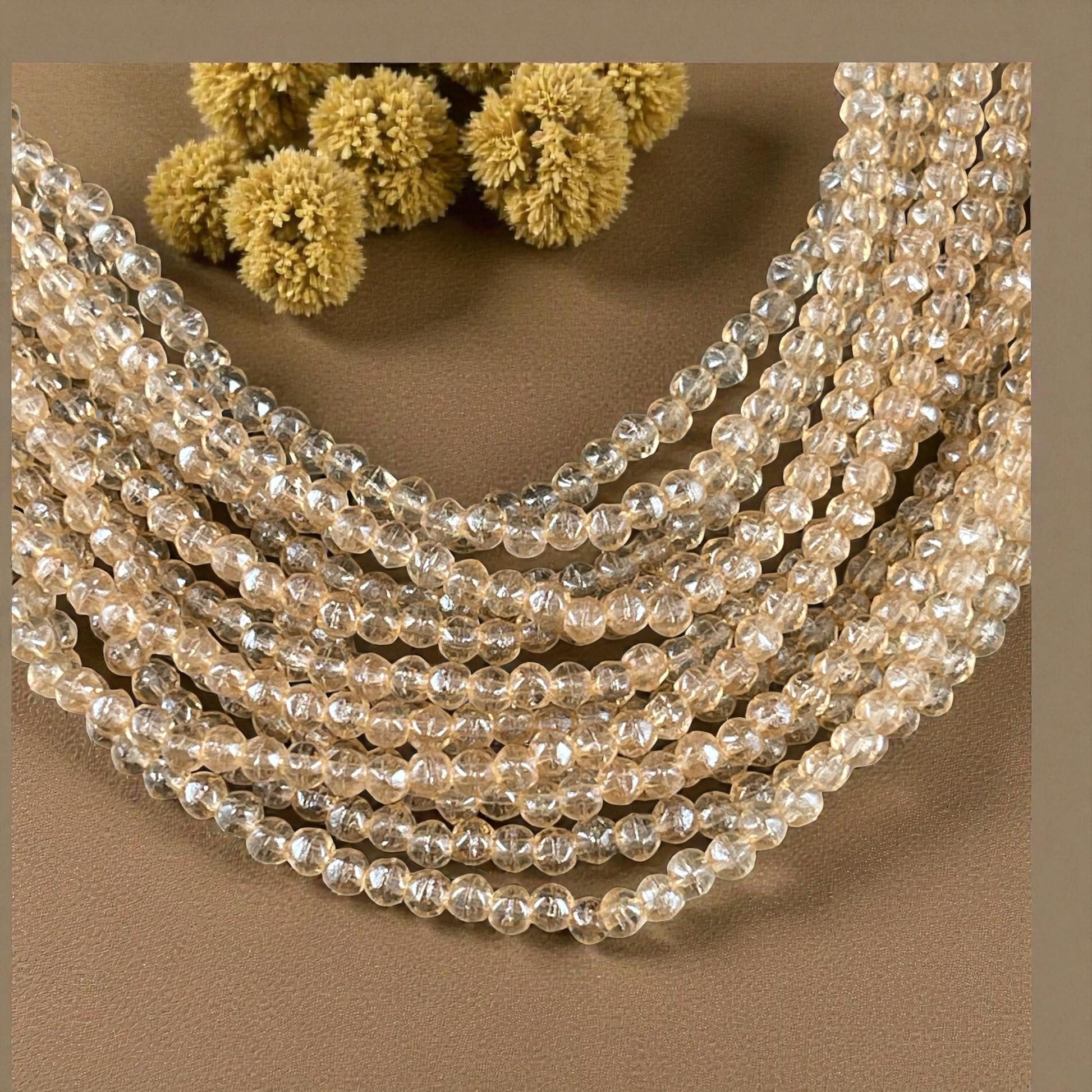 Czech Beads - 3mm English Cut Faceted Cube, Transparent Champagne Gold (EC/SM-14413) * Qty. 50