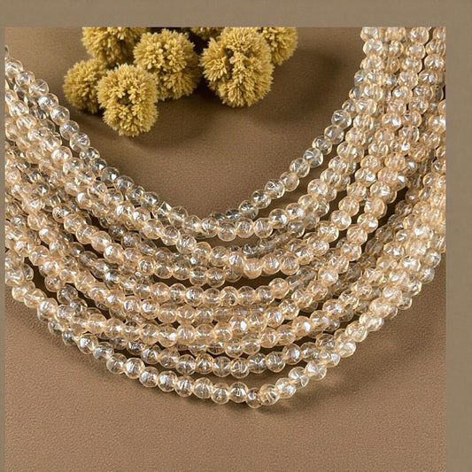 Czech Beads - 3mm English Cut Faceted Cube, Transparent Champagne Gold (EC/SM-14413) * Qty. 50