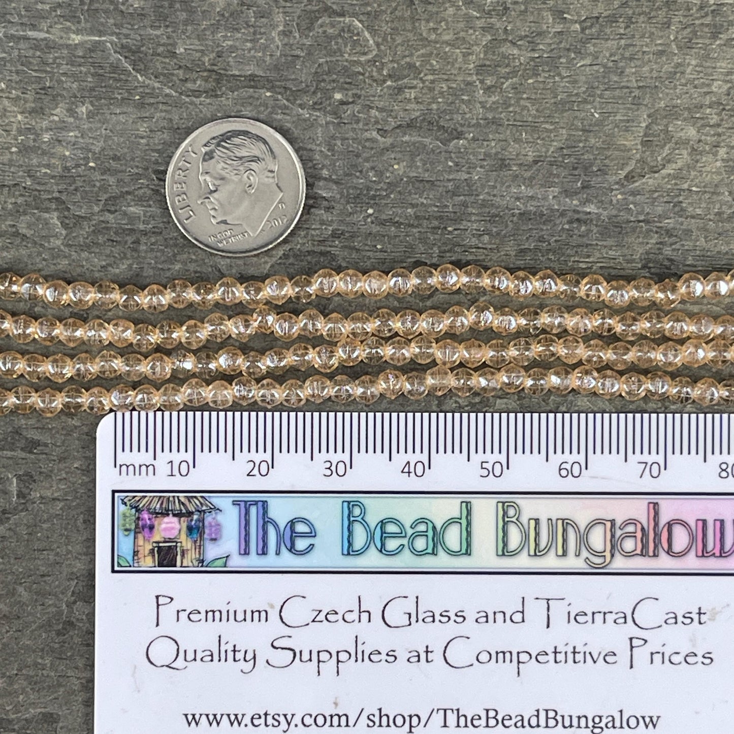 Czech Beads - 3mm English Cut Faceted Cube, Transparent Champagne Gold (EC/SM-14413) * Qty. 50