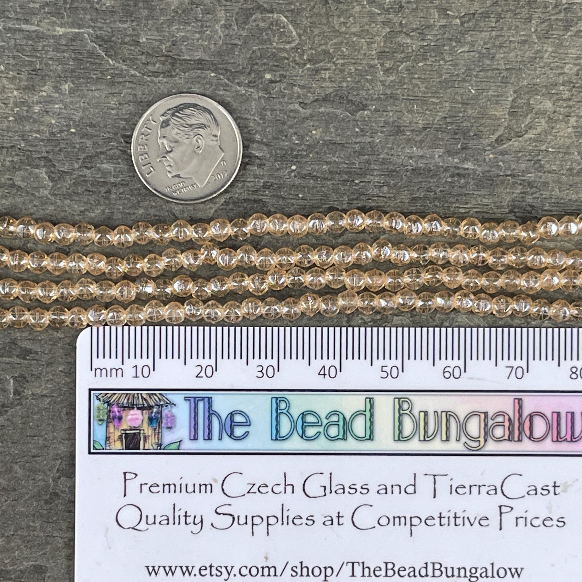 Czech Beads - 3mm English Cut Faceted Cube, Transparent Champagne Gold (EC/SM-14413) * Qty. 50