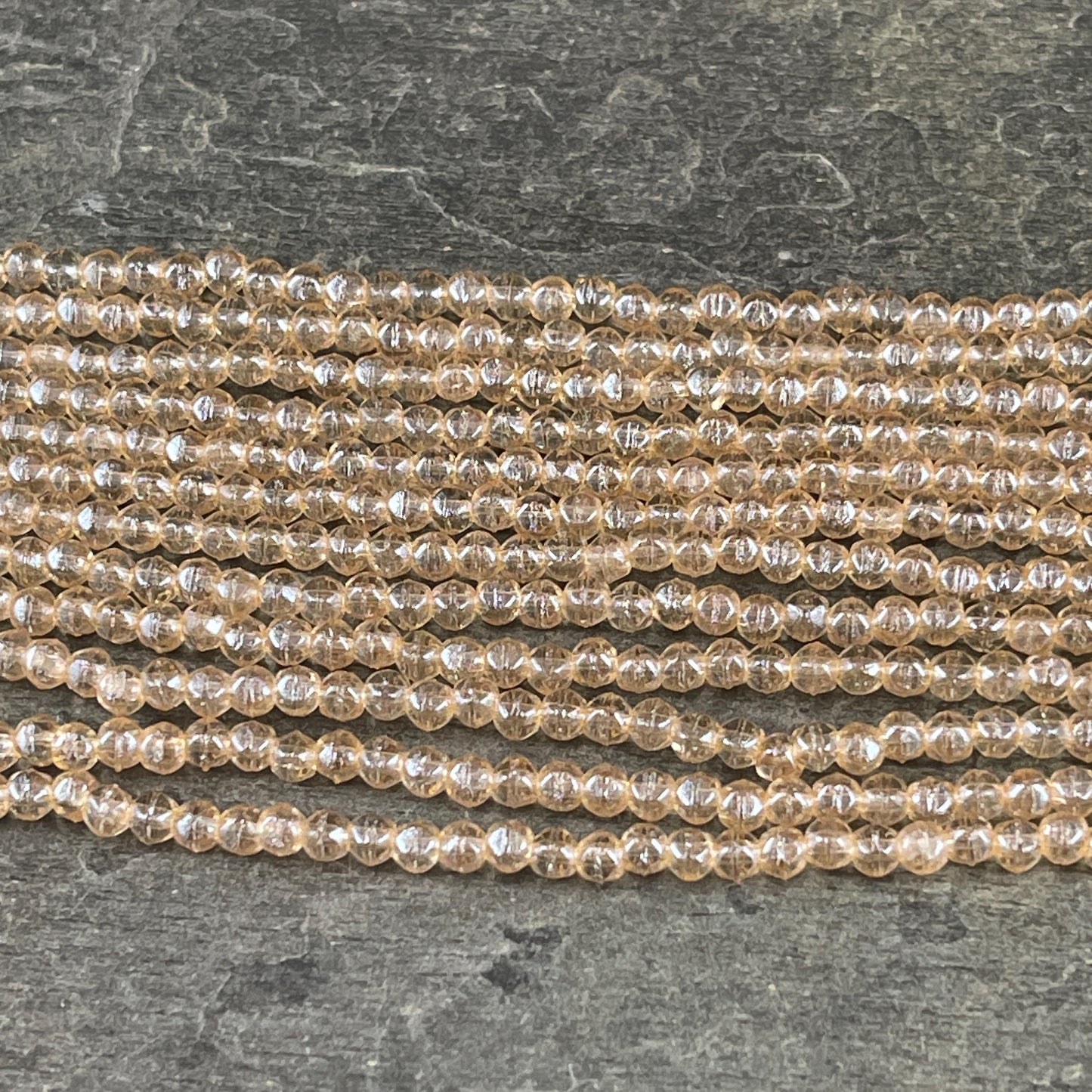 Czech Beads - 3mm English Cut Faceted Cube, Transparent Champagne Gold (EC/SM-14413) * Qty. 50