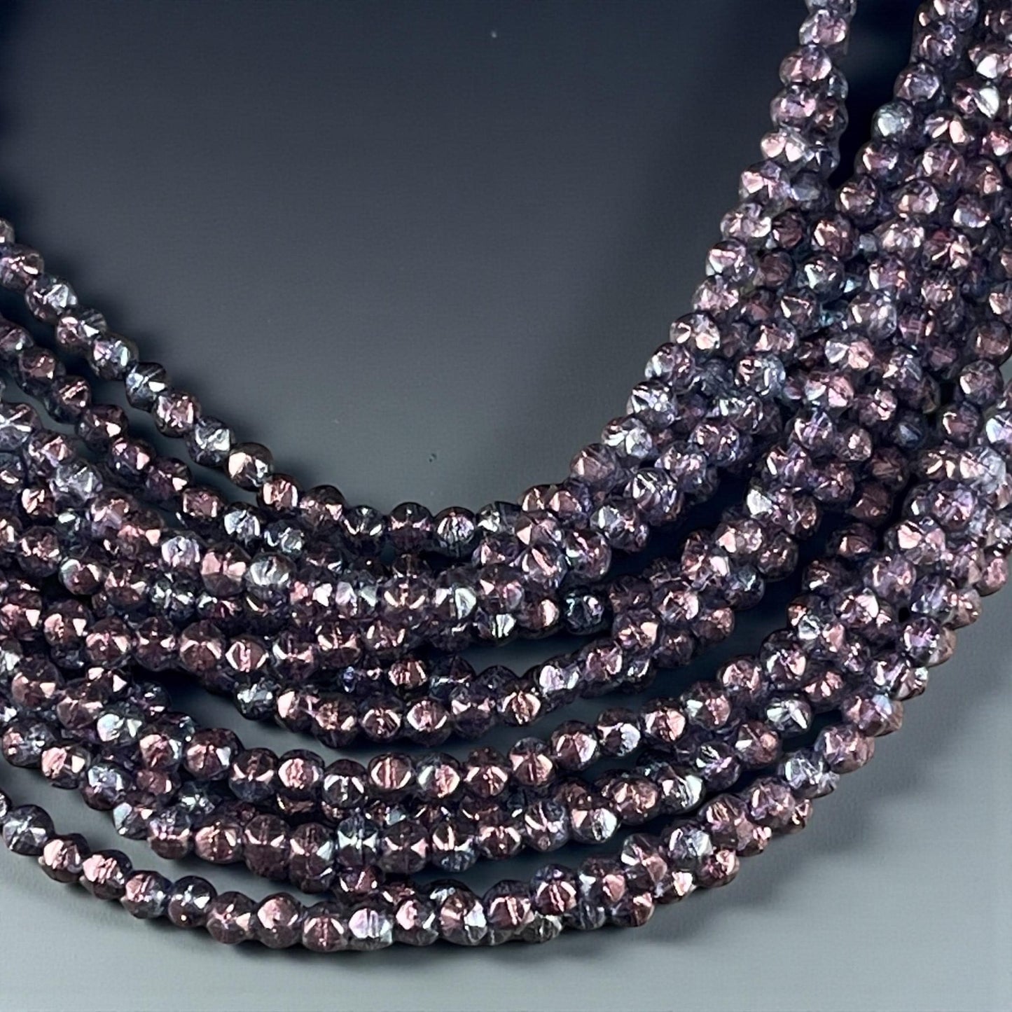 Czech Beads - 3mm English Cut Faceted Cube - Indigo with Purple Luster (EC3/SM-15726) * Qty. 50
