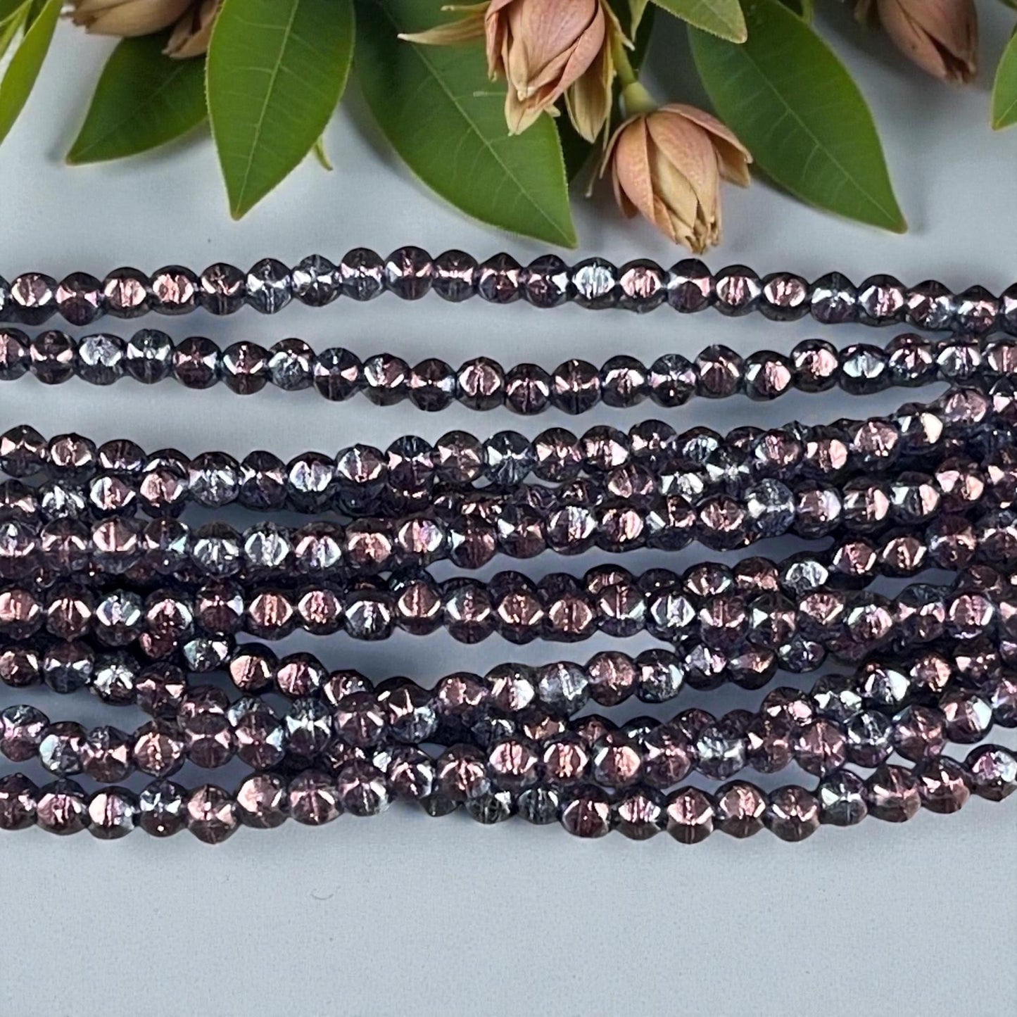 Czech Beads - 3mm English Cut Faceted Cube - Indigo with Purple Luster (EC3/SM-15726) * Qty. 50