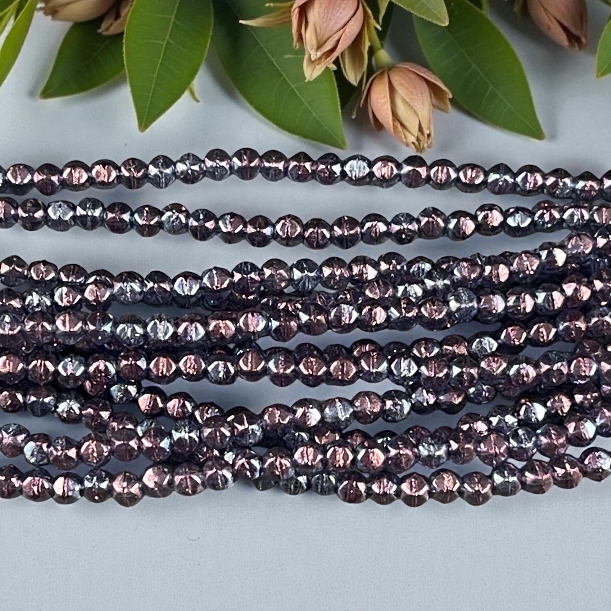 Czech Beads - 3mm English Cut Faceted Cube - Indigo with Purple Luster (EC3/SM-15726) * Qty. 50