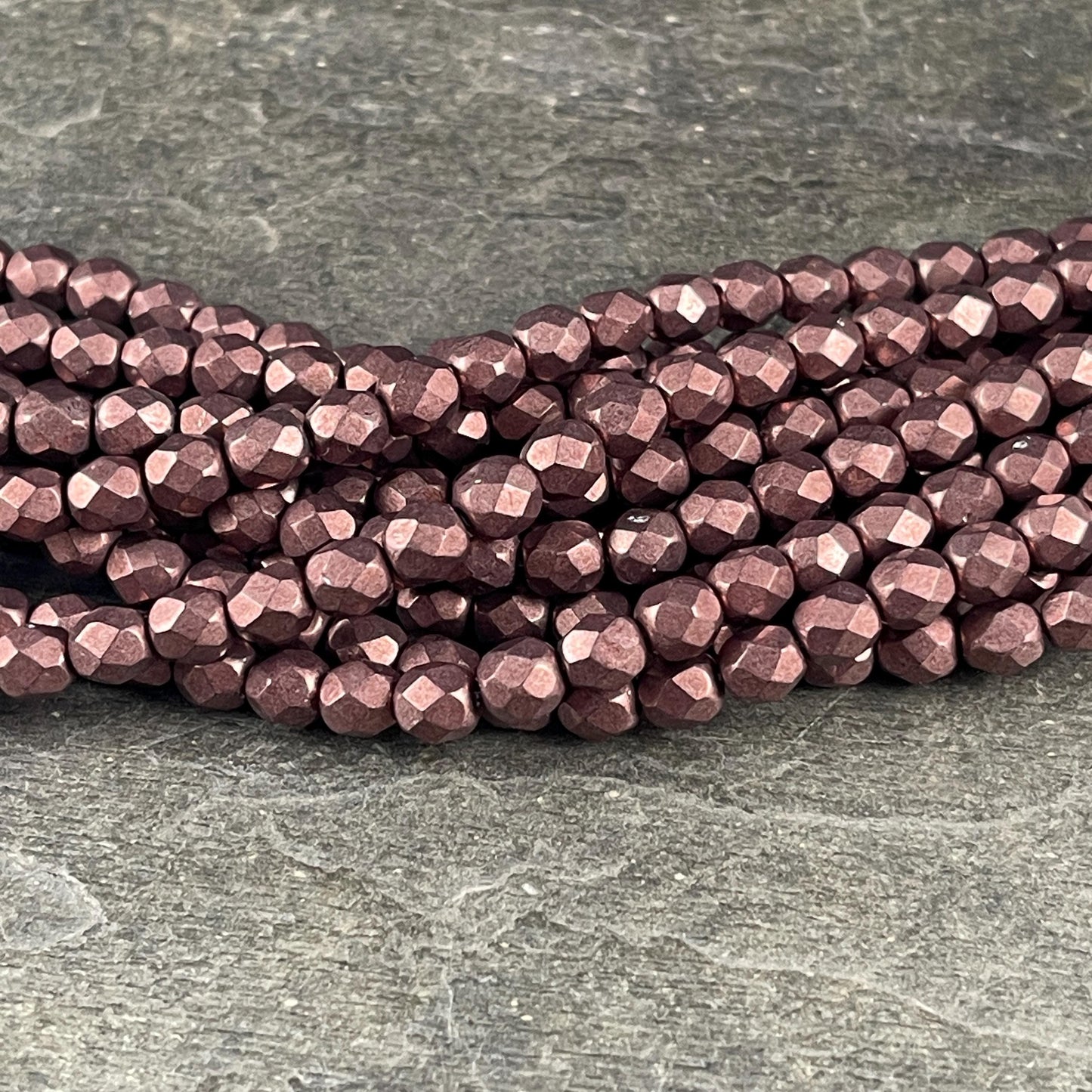 Czech Beads - 6mm Faceted Round - Color-trends Chocolate Brown Satin Metallic (FP6/SM-08A01) * Qty. 25