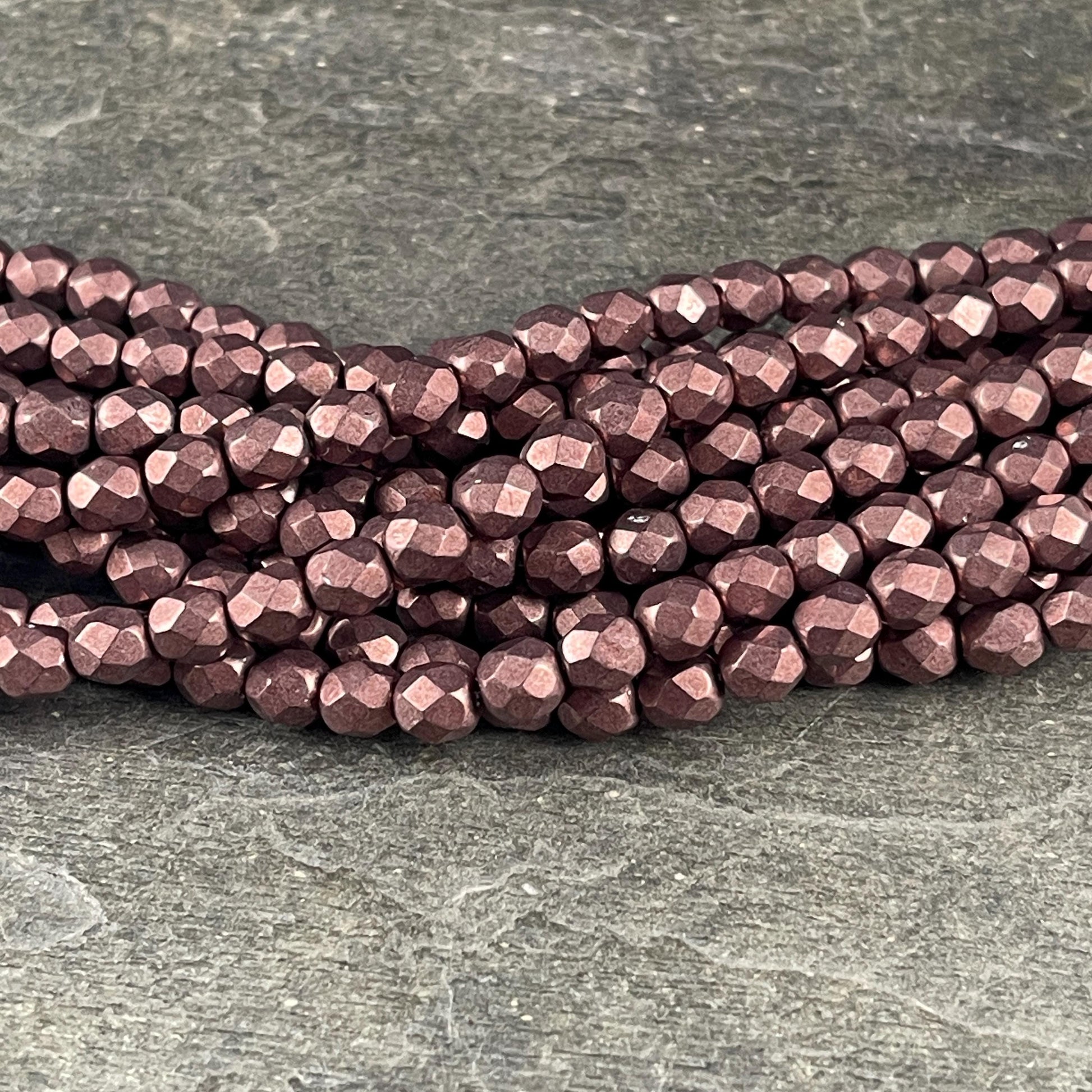 Czech Beads - 6mm Faceted Round - Color-trends Chocolate Brown Satin Metallic (FP6/SM-08A01) * Qty. 25