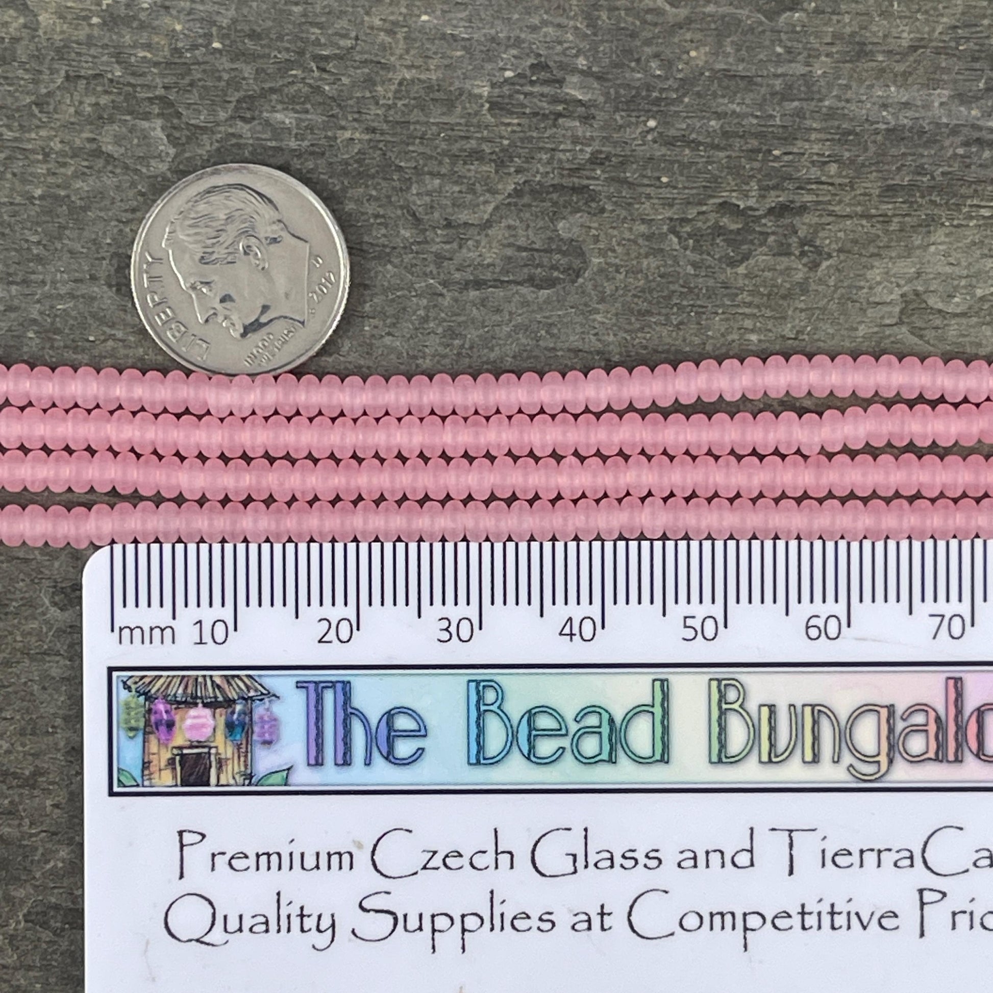 Czech Beads - 3x2mm Heishi Rondelle, Matte Milky Pink Glass (RD3/SM-M71010) * Qty. 100