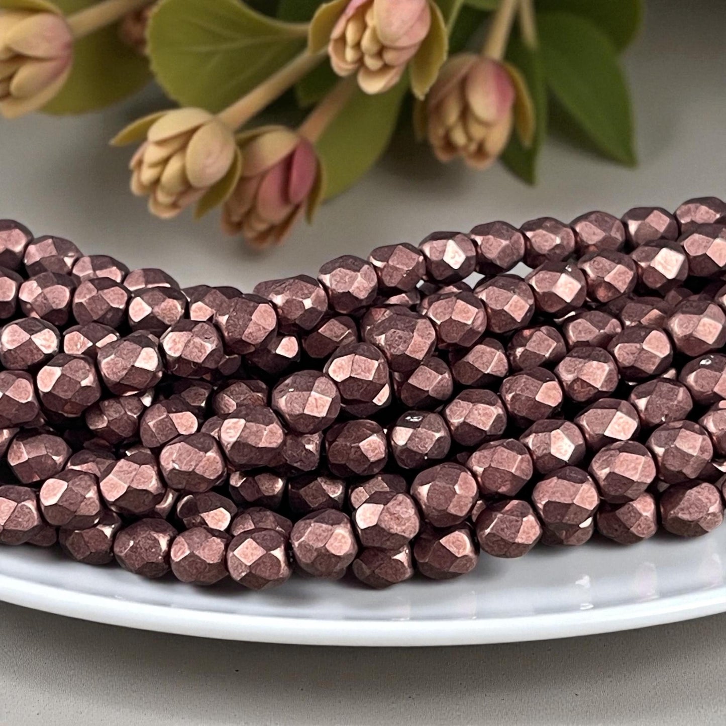 Czech Beads - 6mm Faceted Round - Color-trends Chocolate Brown Satin Metallic (FP6/SM-08A01) * Qty. 25