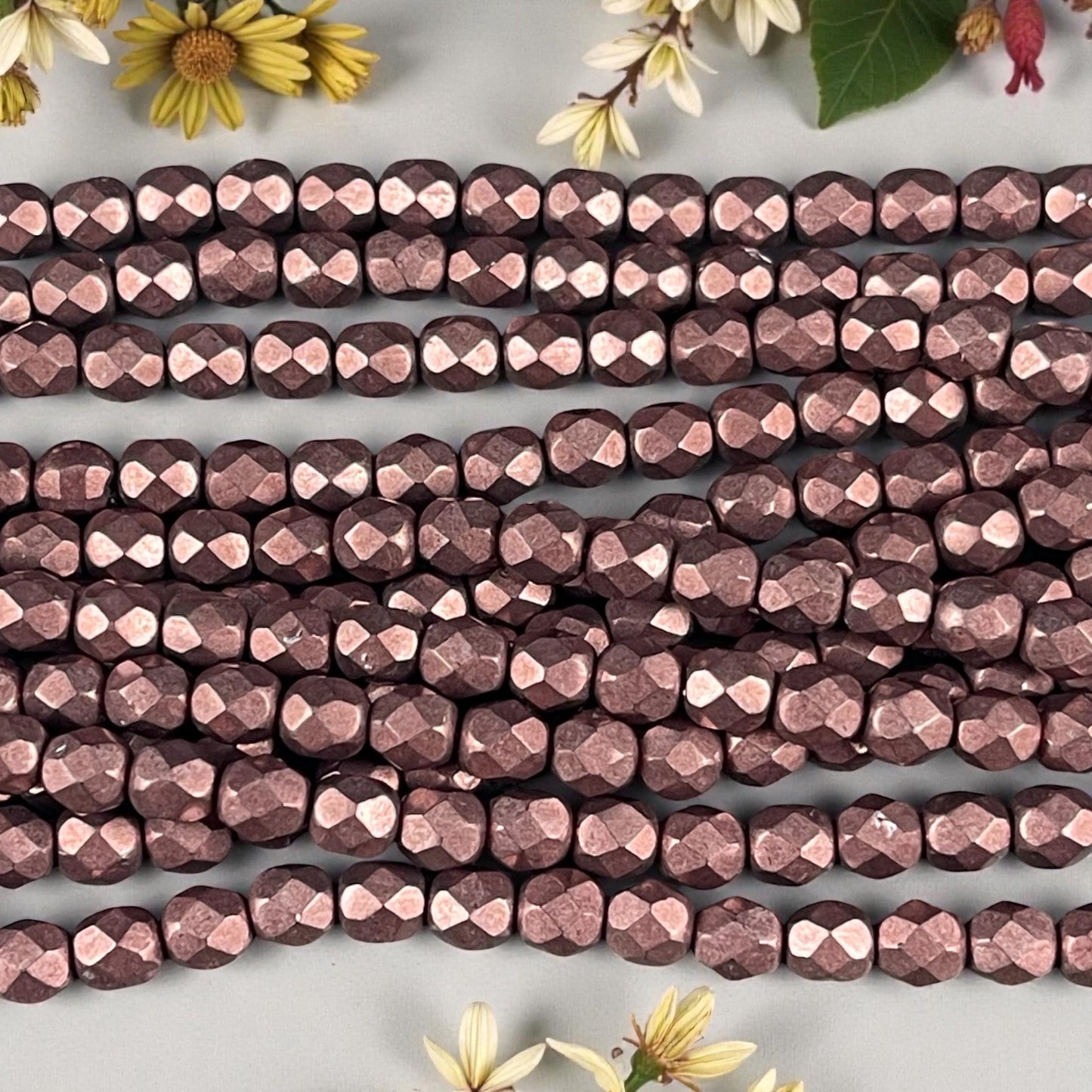 Czech Beads - 6mm Faceted Round - Color-trends Chocolate Brown Satin Metallic (FP6/SM-08A01) * Qty. 25