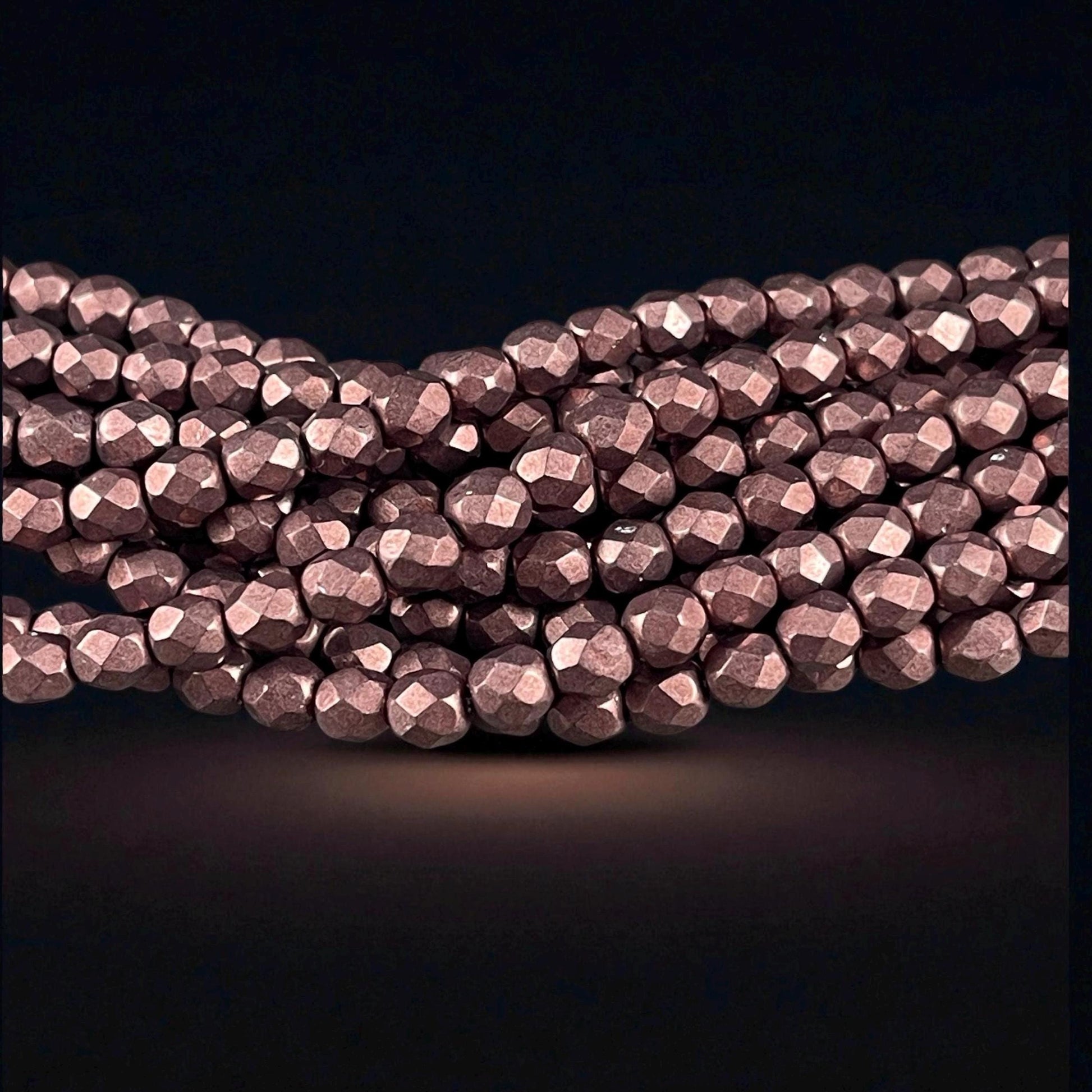 Czech Beads - 6mm Faceted Round - Color-trends Chocolate Brown Satin Metallic (FP6/SM-08A01) * Qty. 25