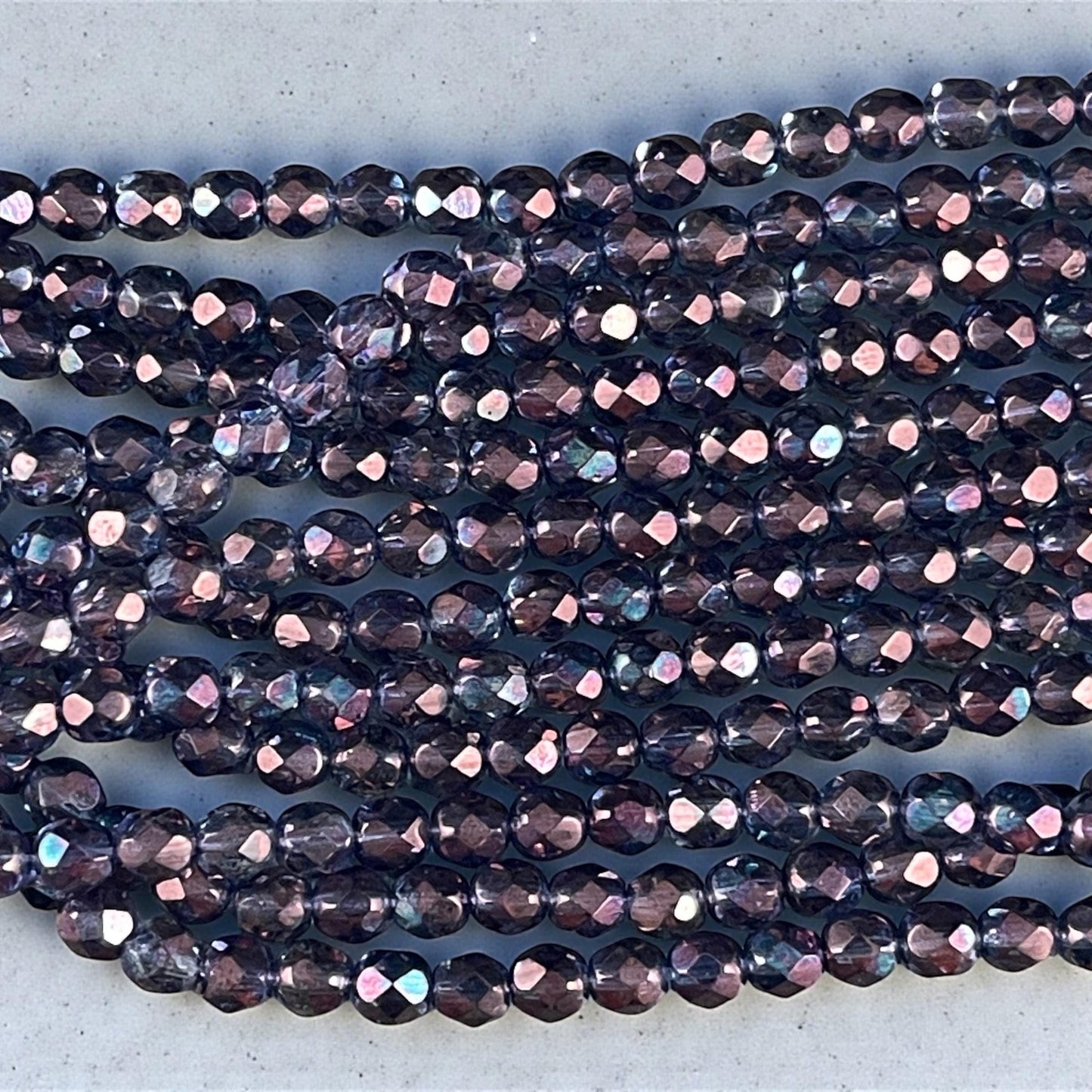 Czech Beads - 6mm Faceted Round, Indigo with Purple Luster Finish (FP6/SM-04415) * Qty. 25