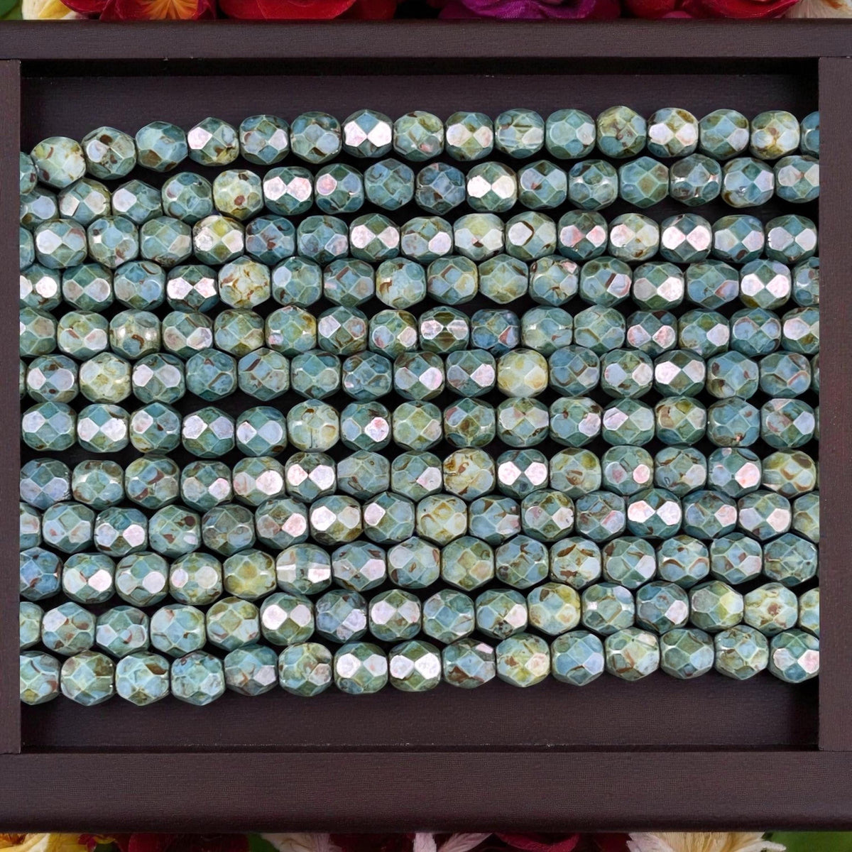 Czech Beads - 6mm Faceted Round Blue Green Blended Picasso Beads (FP6/SM-P65431c) * Qty. 25