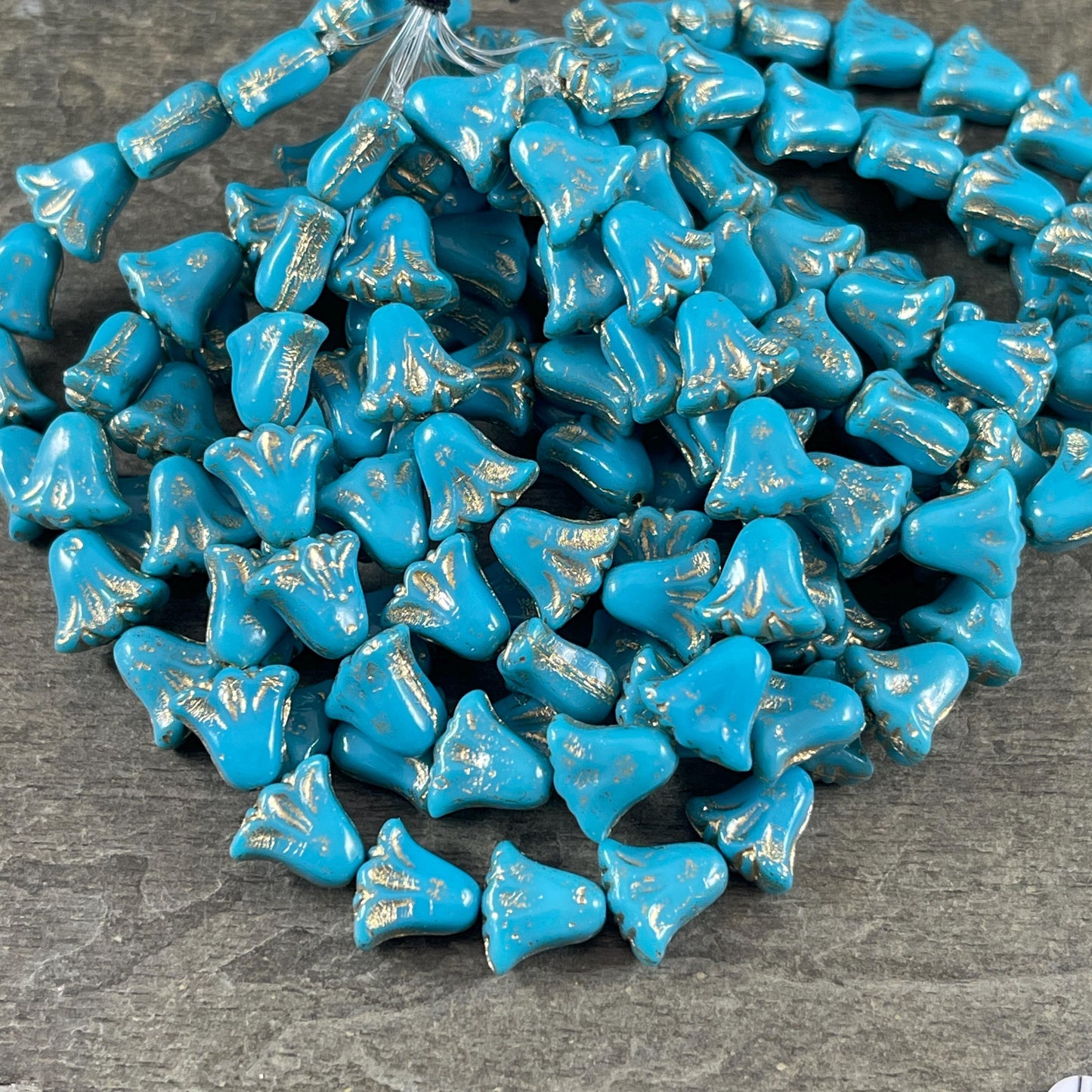 Czech Beads, 10mm Lily Flower, Sky Blue with Platinum Wash (Lily/RJ-5494) * Qty. 15