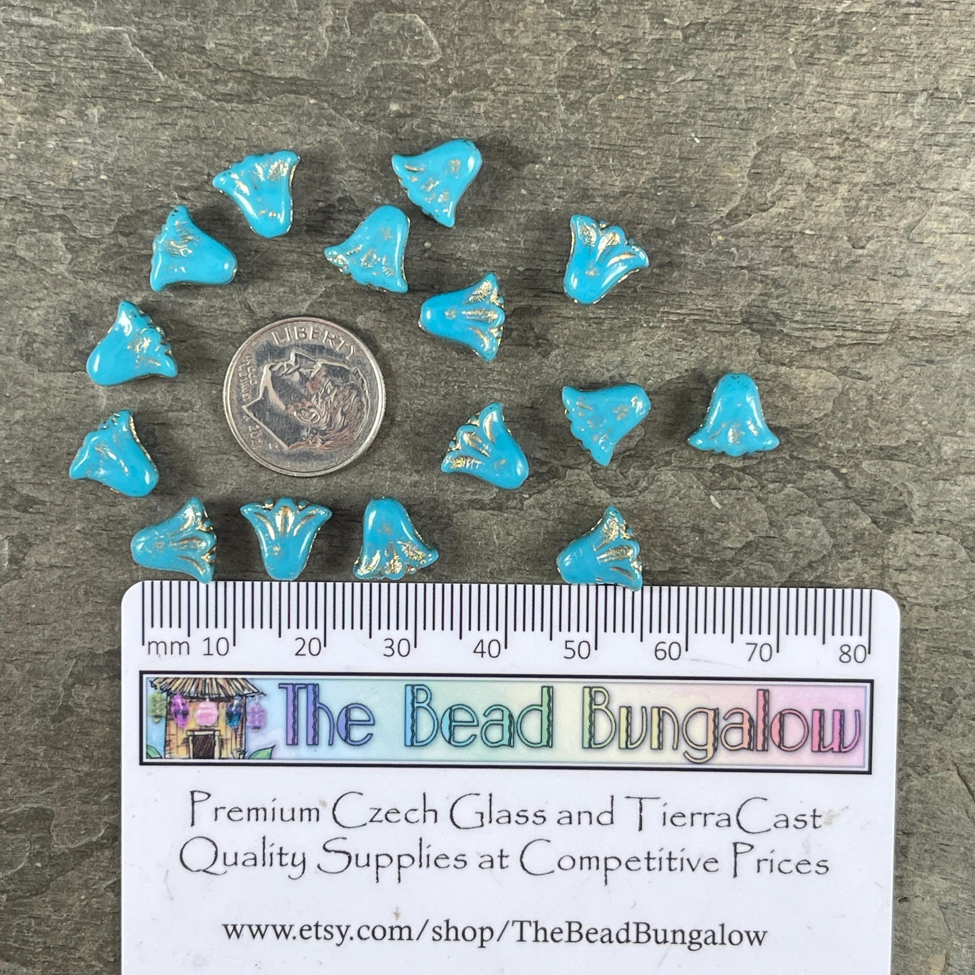 Czech Beads, 10mm Lily Flower, Sky Blue with Platinum Wash (Lily/RJ-5494) * Qty. 15