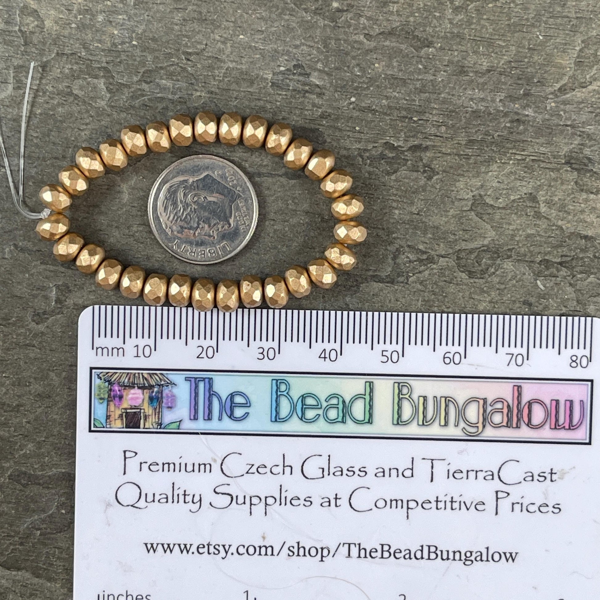 Czech Beads - 5x3mm Faceted Rondelle, Satin Metallic Gold (R5/RJ-2826) * Qty. 30