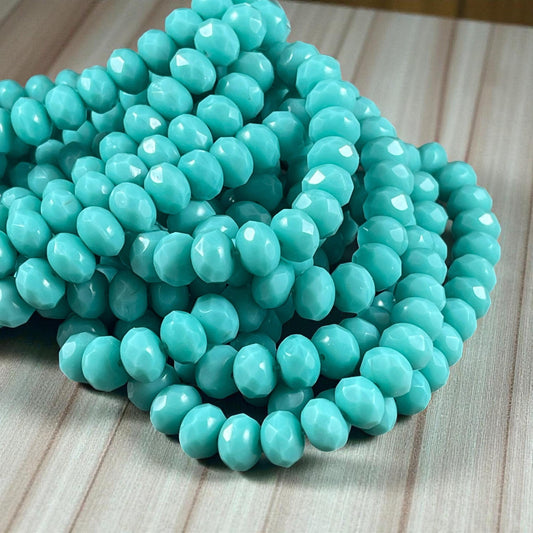 Czech Beads - 8x6mm Faceted Rondelle, Turquoise Blue (R8/RJ-2213) * 25 Beads