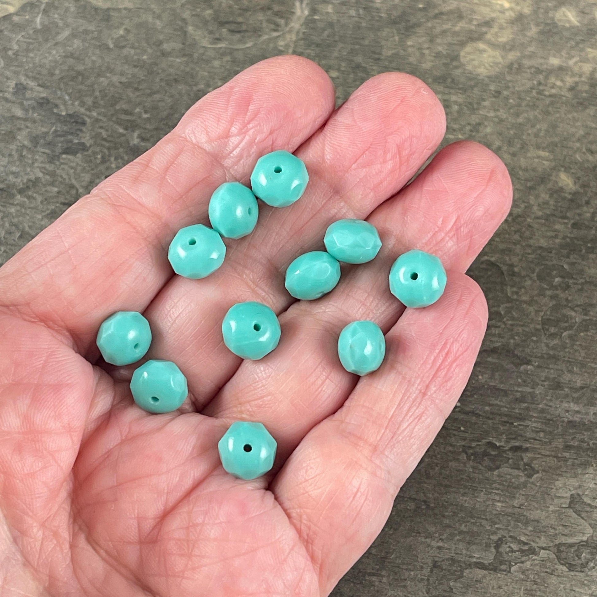 Czech Beads - 8x6mm Faceted Rondelle, Turquoise Blue (R8/RJ-2213) * 25 Beads