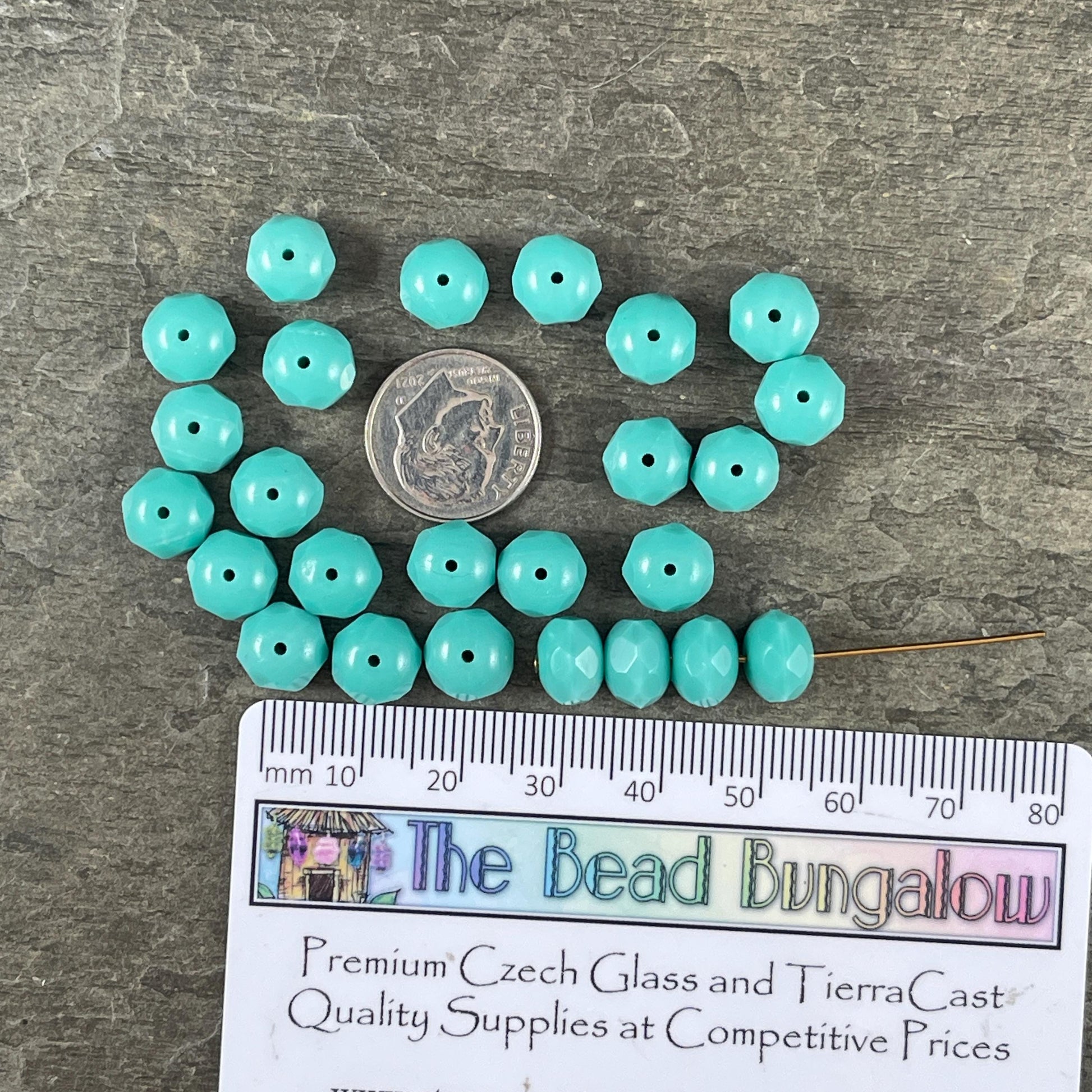 Czech Beads - 8x6mm Faceted Rondelle, Turquoise Blue (R8/RJ-2213) * 25 Beads