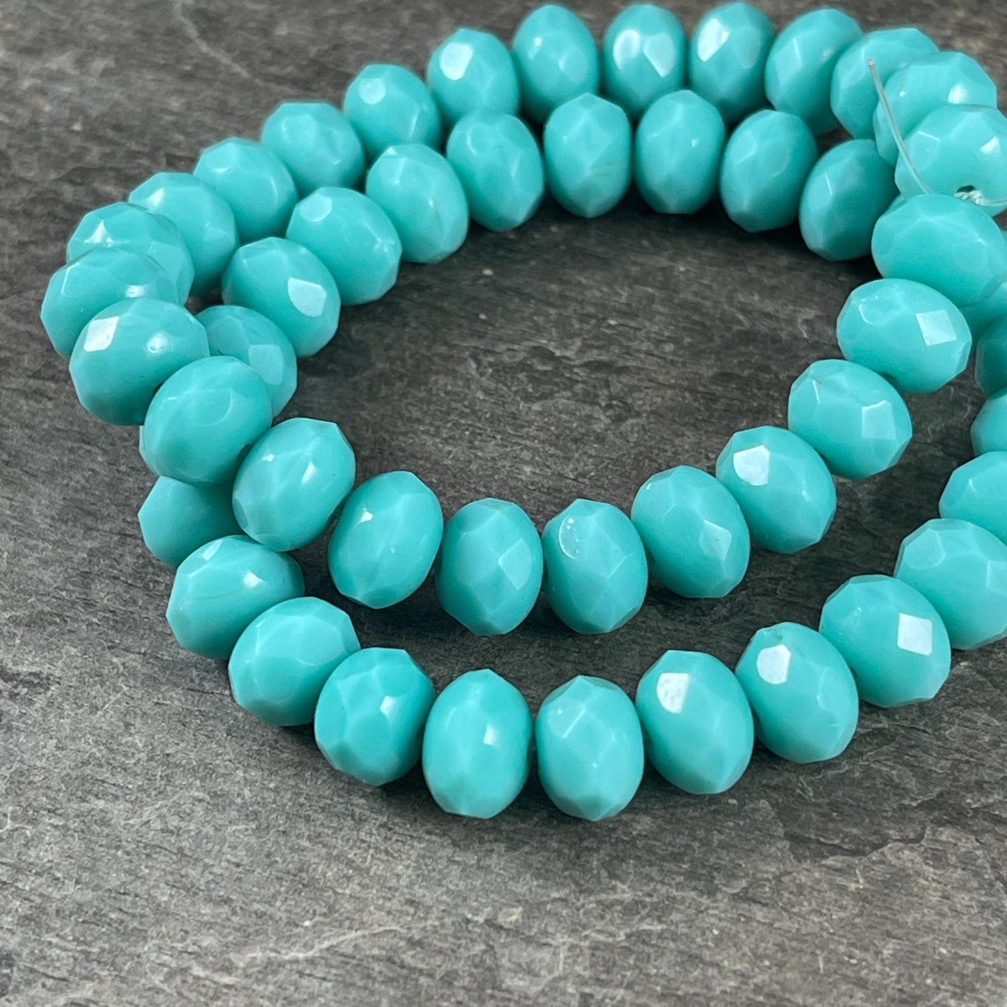 Czech Beads - 8x6mm Faceted Rondelle, Turquoise Blue (R8/RJ-2213) * 25 Beads