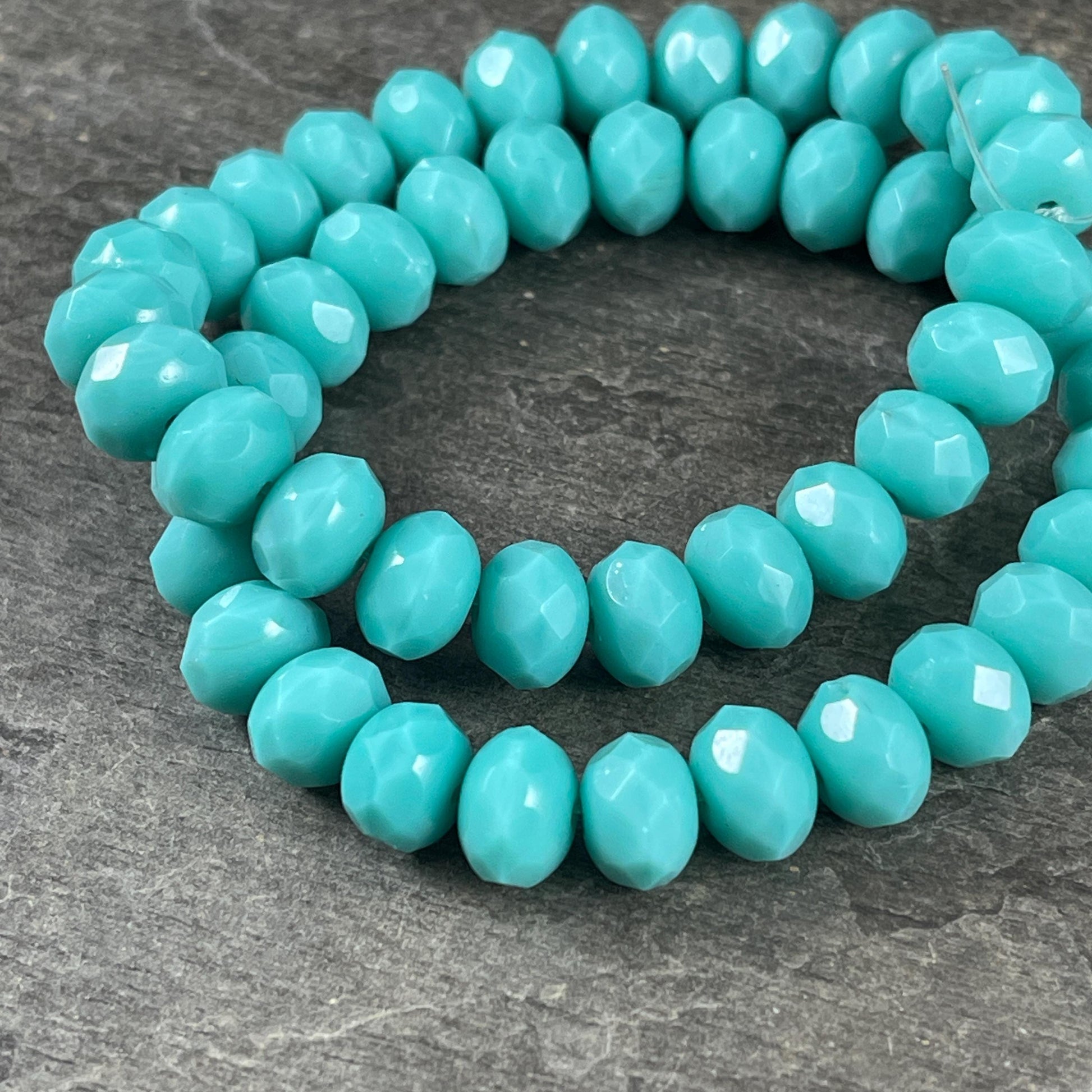 Czech Beads - 8x6mm Faceted Rondelle, Turquoise Blue (R8/RJ-2213) * 25 Beads