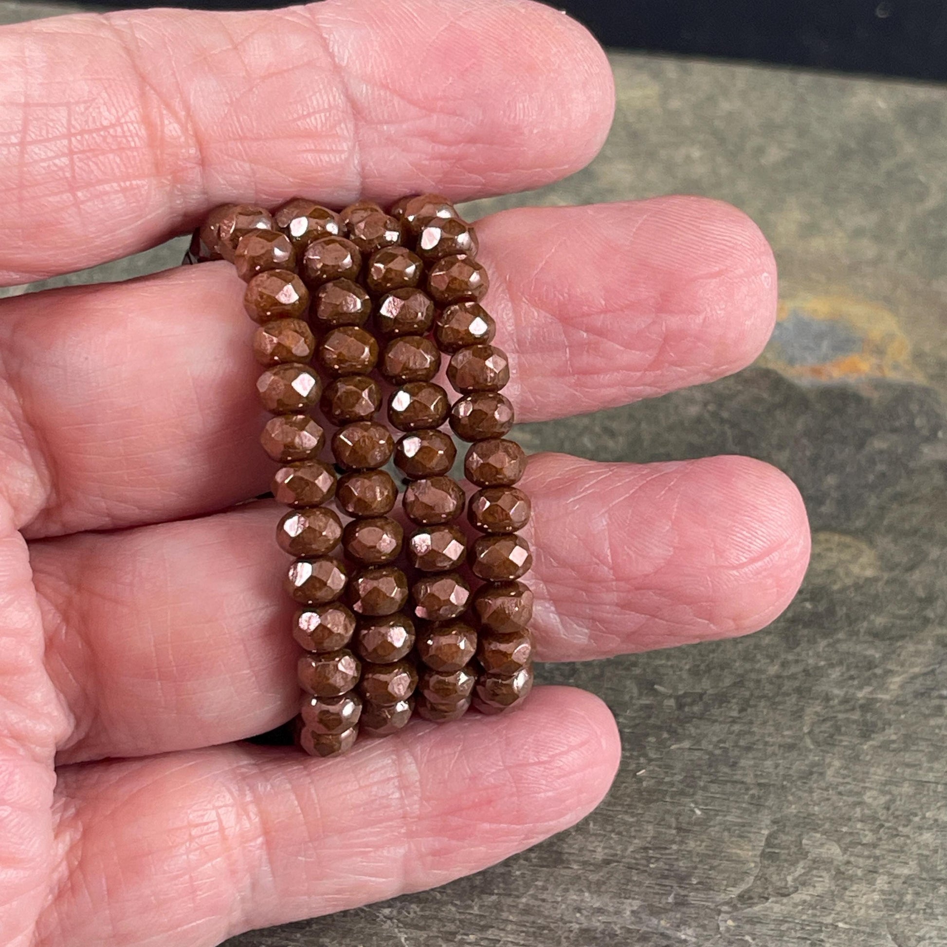 Czech Beads - 5x3mm Faceted Rondelle, Gingerbread Brown with Luster Finish (R5/RJ-2845) * Qty. 30