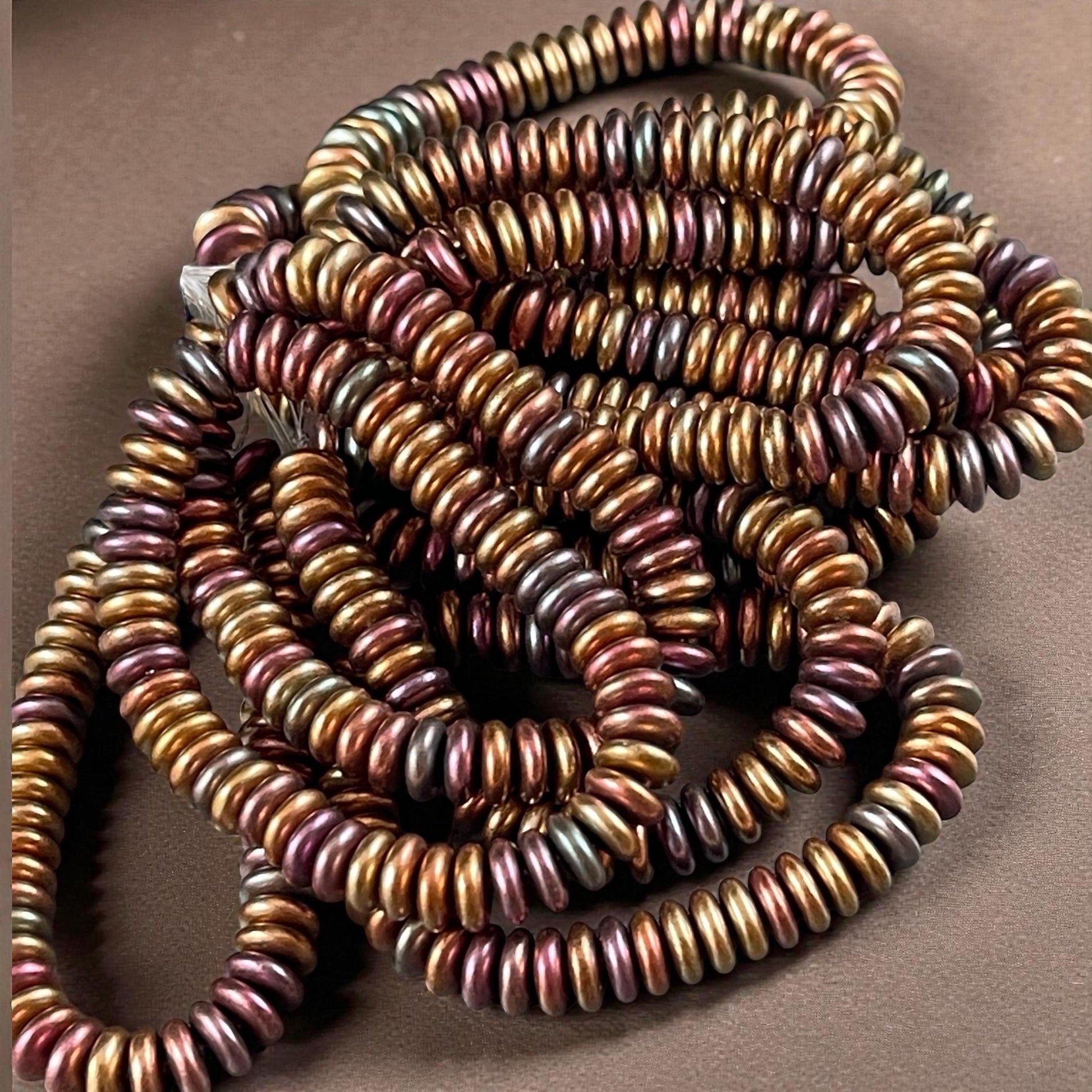 Czech Beads - 6x2mm Heishi Rondelle, Rainbow Metallic Mix (DSC/RJ-5367) * Qty. 50