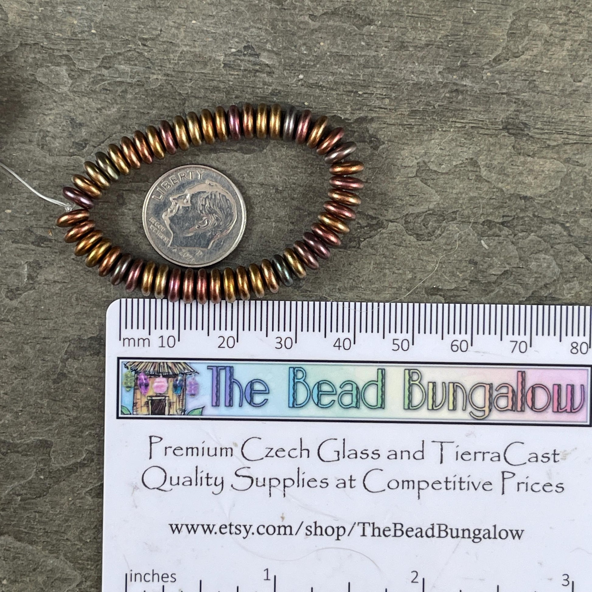 Czech Beads - 6x2mm Heishi Rondelle, Rainbow Metallic Mix (DSC/RJ-5367) * Qty. 50