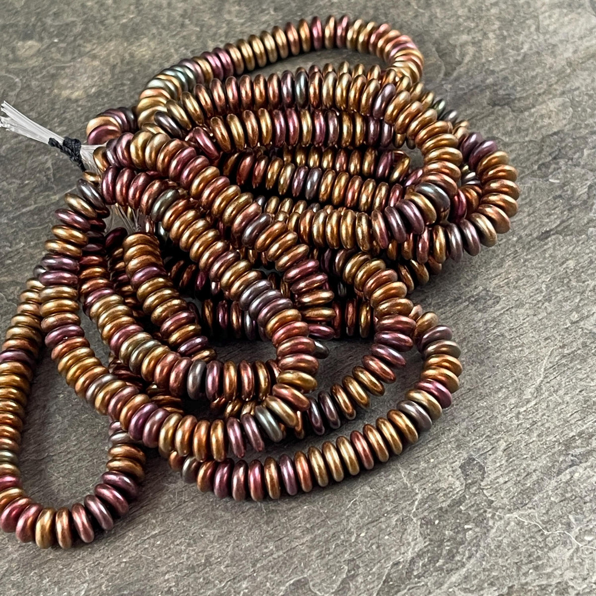 Czech Beads - 6x2mm Heishi Rondelle, Rainbow Metallic Mix (DSC/RJ-5367) * Qty. 50