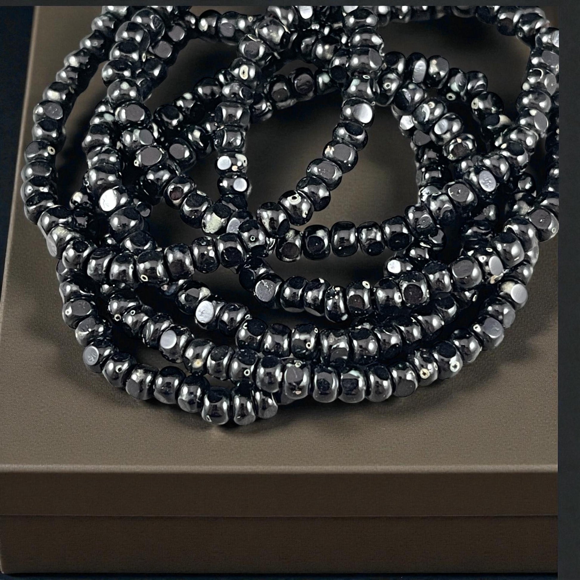 Czech Beads - 4x3mm Faceted Seed Beads, Black with Picasso Finish (TRICA/RJ-2880) * Qty. 50