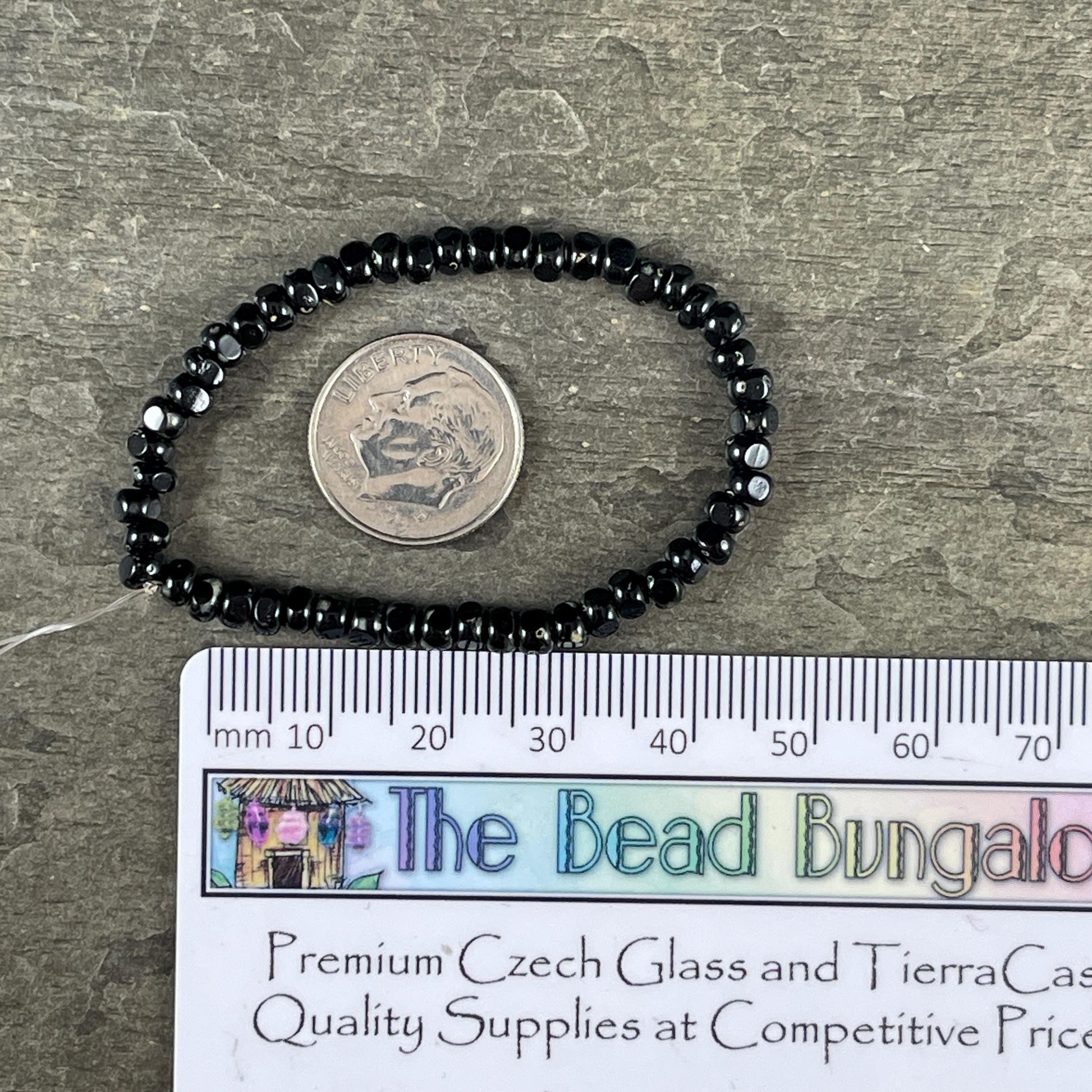 Czech Beads - 4x3mm Faceted Seed Beads, Black with Picasso Finish (TRICA/RJ-2880) * Qty. 50
