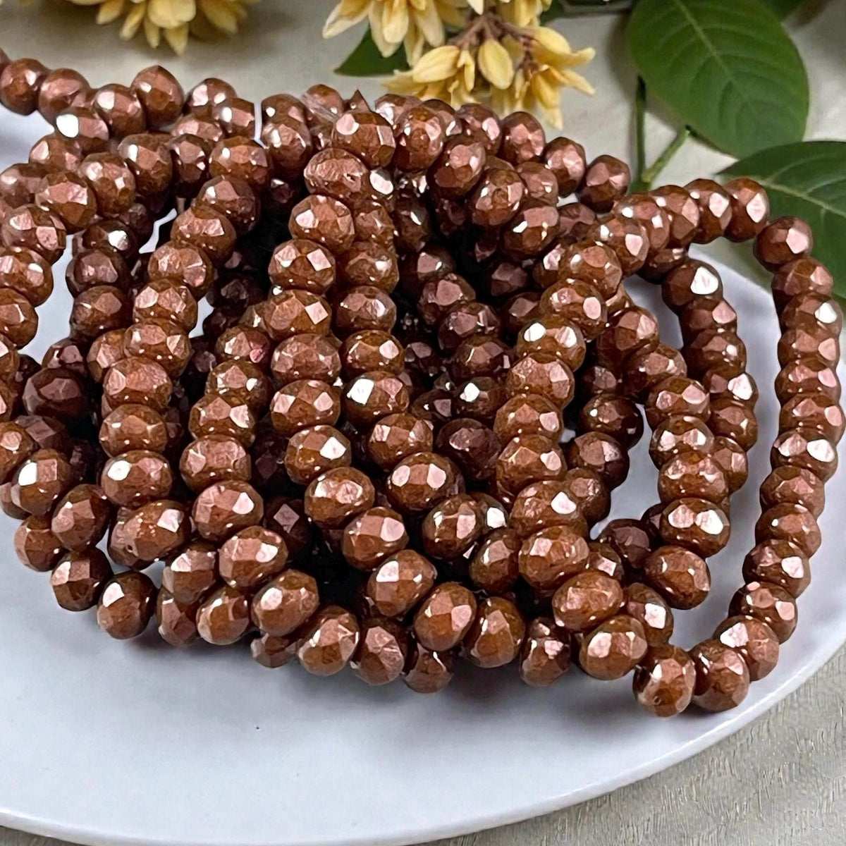 Czech Beads - 5x3mm Faceted Rondelle, Gingerbread Brown with Luster Finish (R5/RJ-2845) * Qty. 30