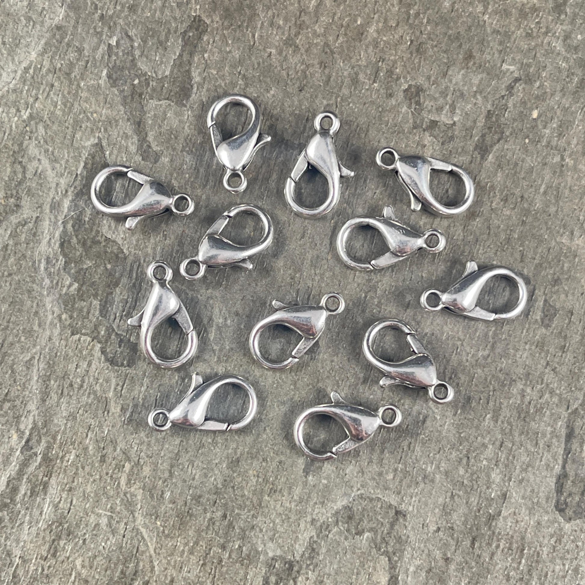 Lobster Clasp, 12x7mm Antiqued Silver Plated (PF/605-12-77) * Qty. 12