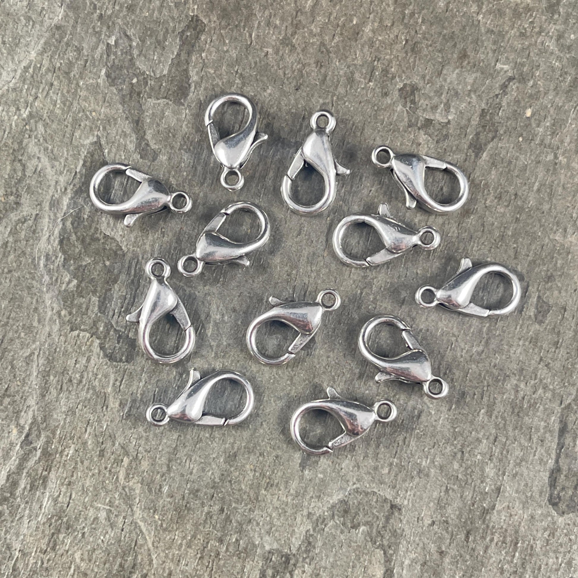 Lobster Clasp, 12x7mm Antiqued Silver Plated (PF/605-12-77) * Qty. 12