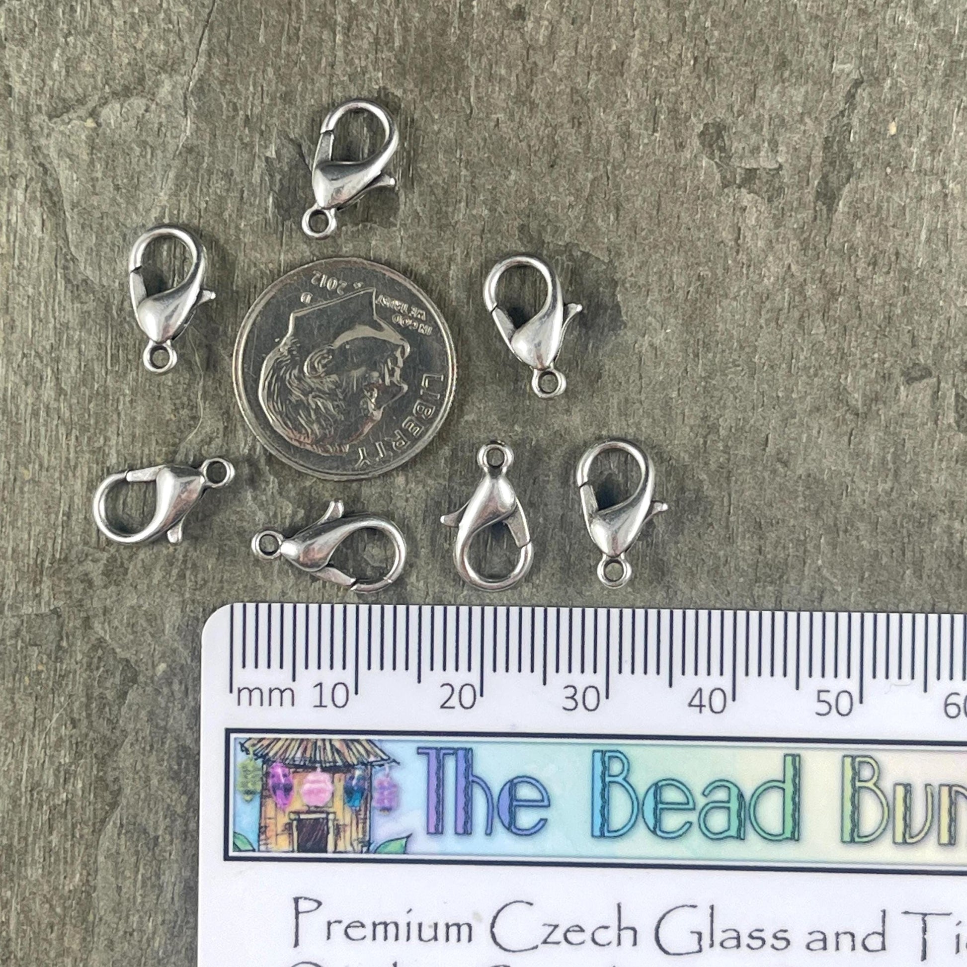 Lobster Clasp, 12x7mm Antiqued Silver Plated (PF/605-12-77) * Qty. 12