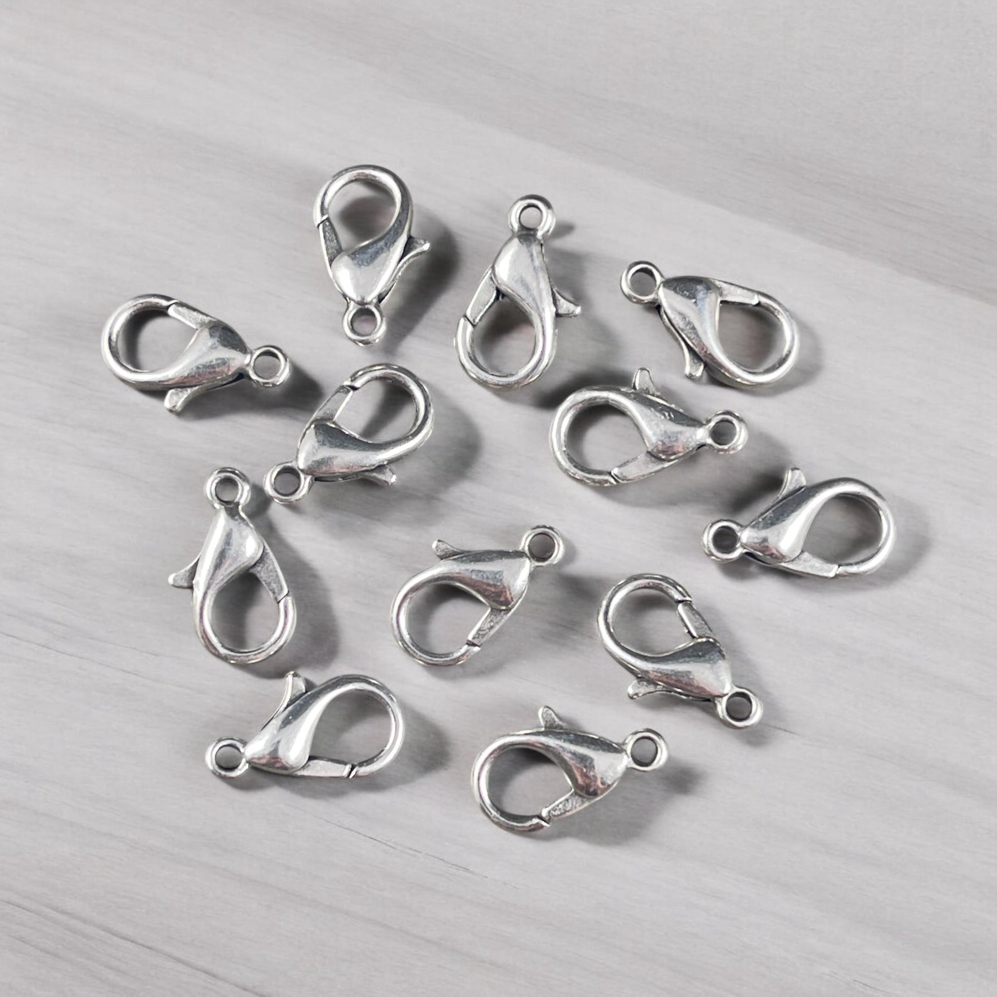 Lobster Clasp, 12x7mm Antiqued Silver Plated (PF/605-12-77) * Qty. 12