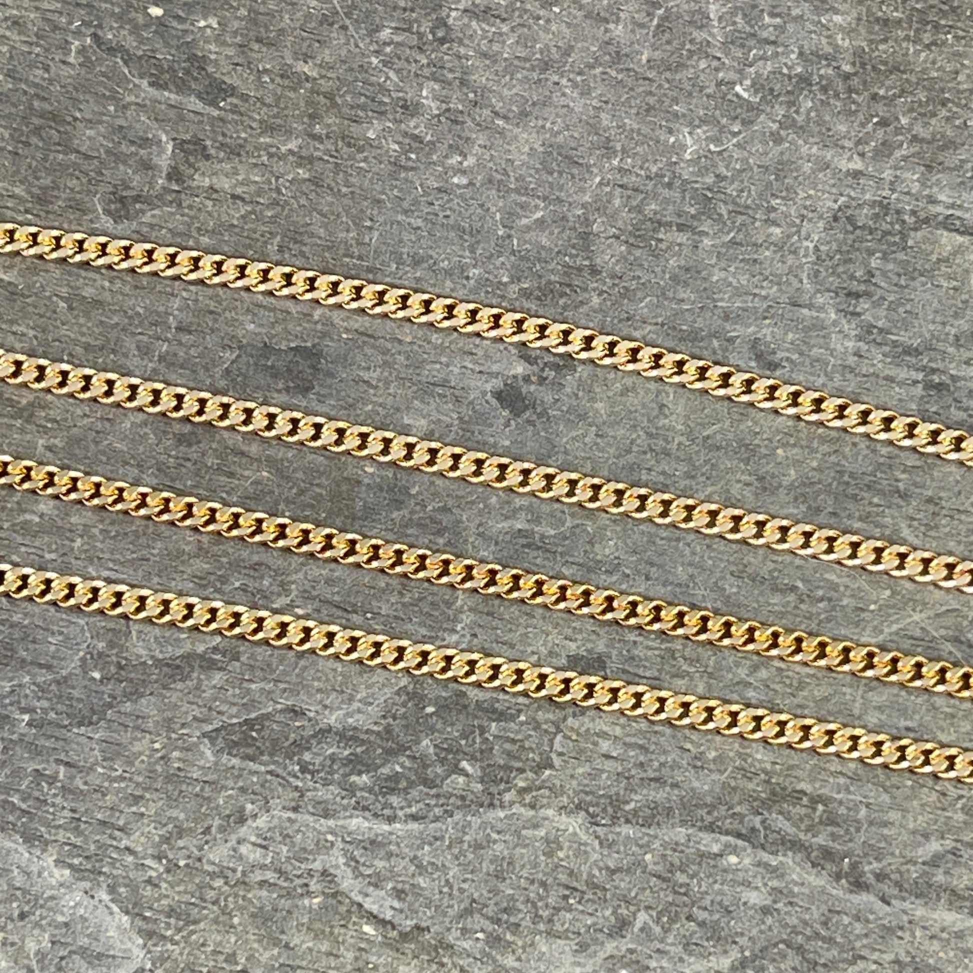 Chain by the Foot - 2.2mm Flat Curb Chain - Gold Plated Brass (CH-888G) * 18" Length