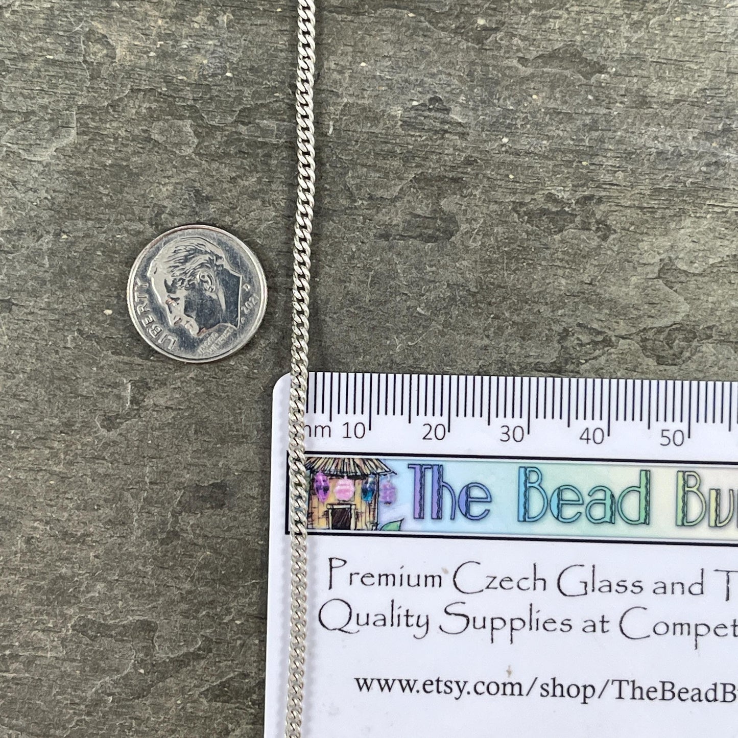 Chain by the Foot - 2.2mm Flat Curb Chain - Antiqued Silver Plated Brass (CH-888AS) * 18" length