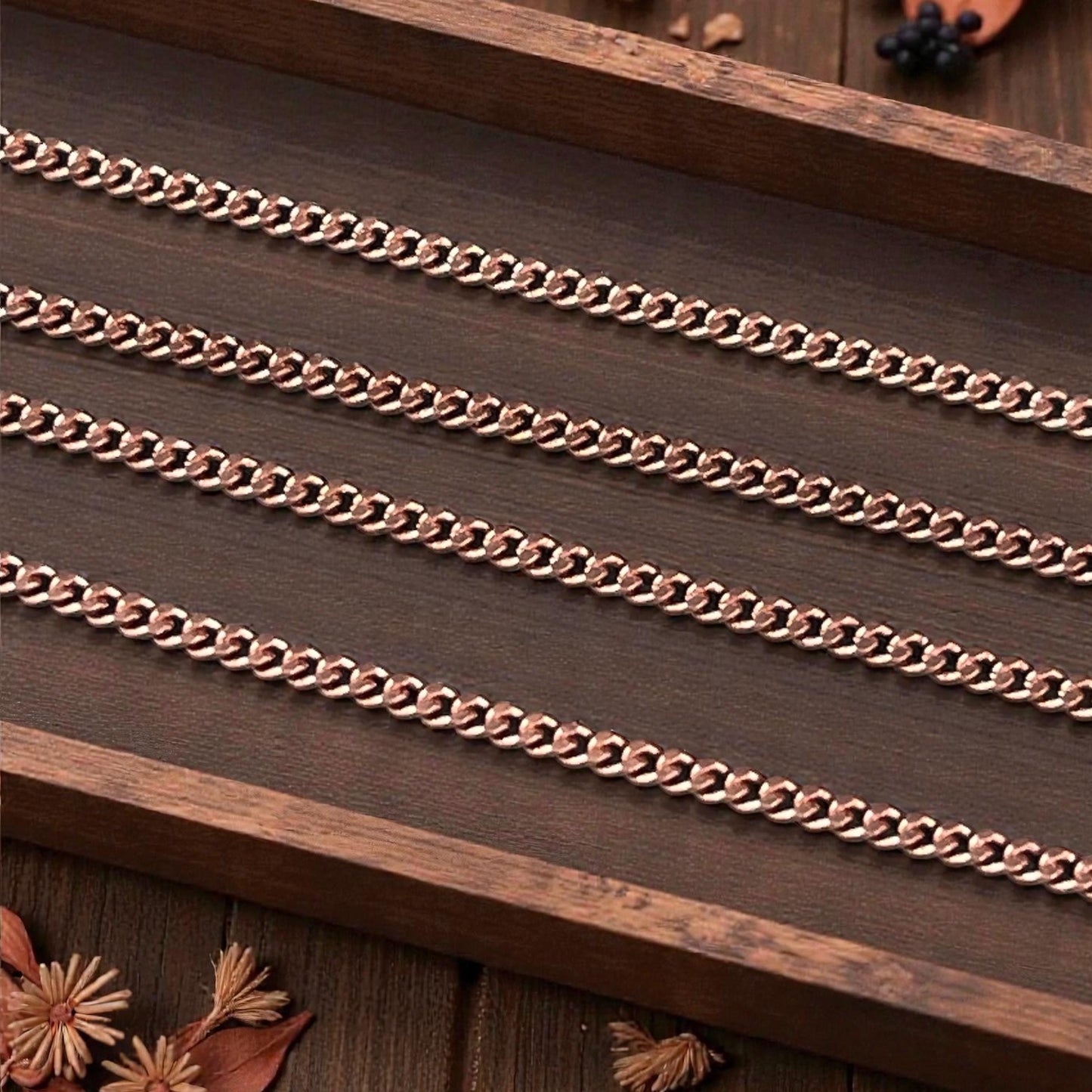 Chain by the Foot - 2.2mm Flat Curb Chain - Antiqued Copper Plated Brass (CH-888AC) * 18" length