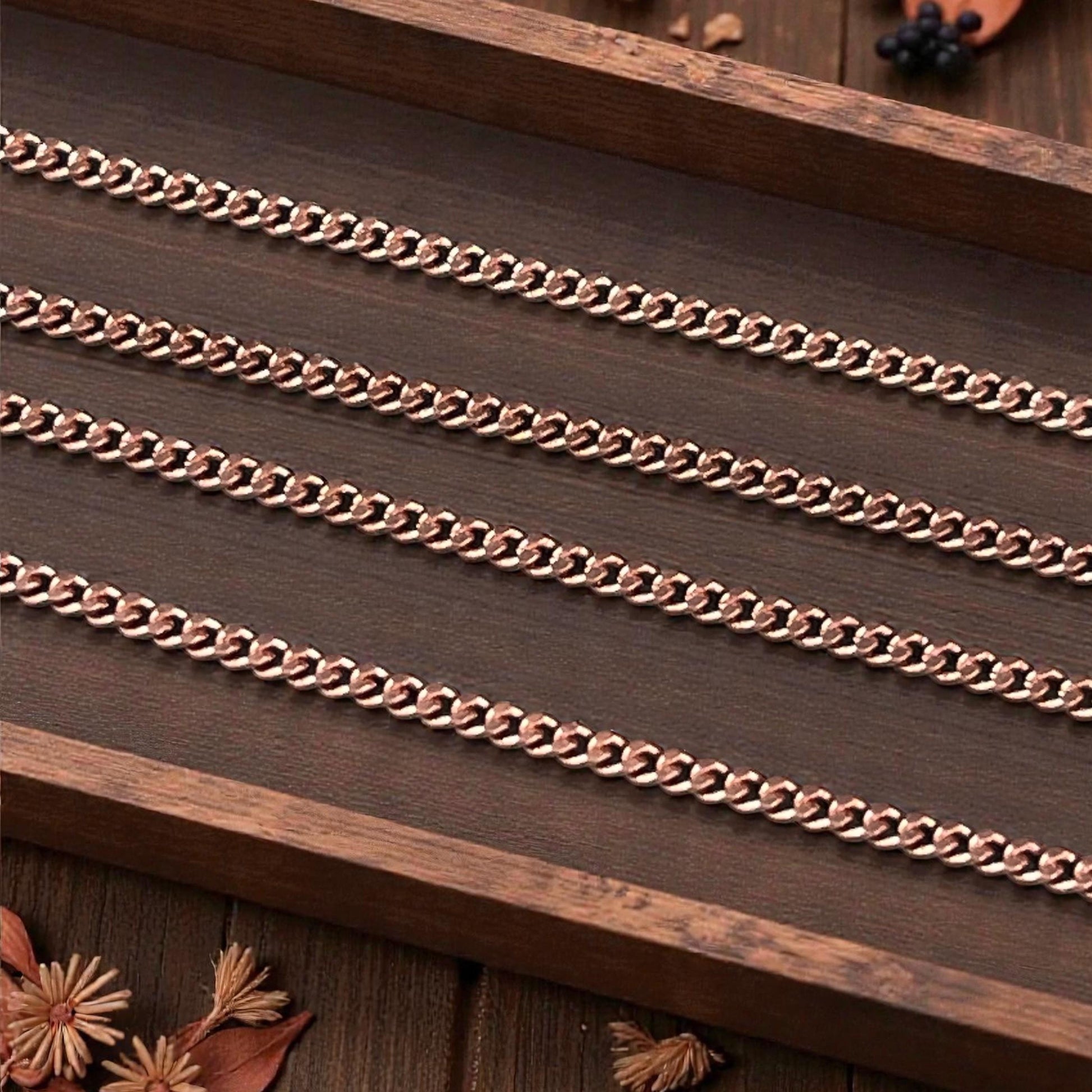 Chain by the Foot - 2.2mm Flat Curb Chain - Antiqued Copper Plated Brass (CH-888AC) * 18" length